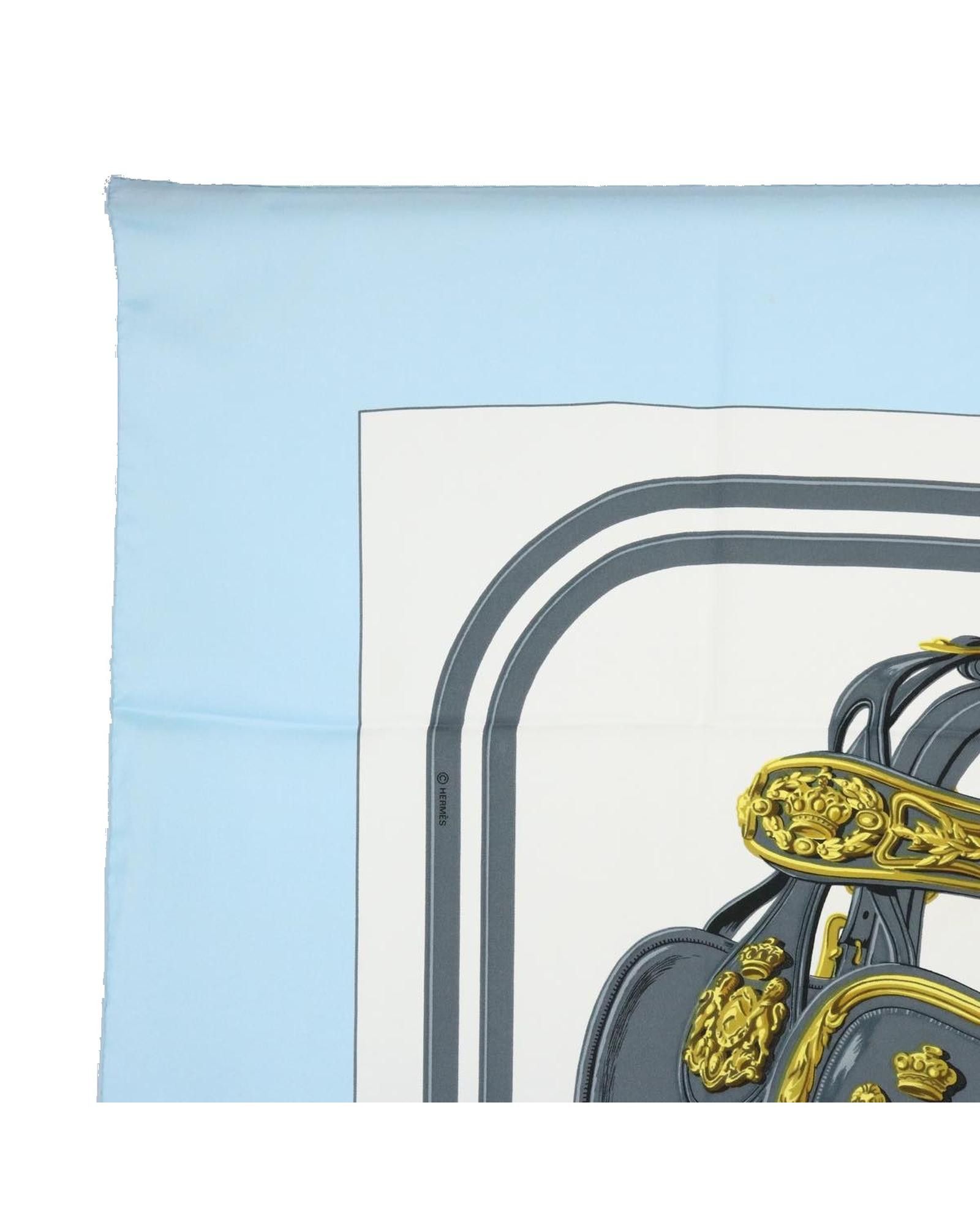 image of Hermes Elegant Blue Silk Scarf, Women's