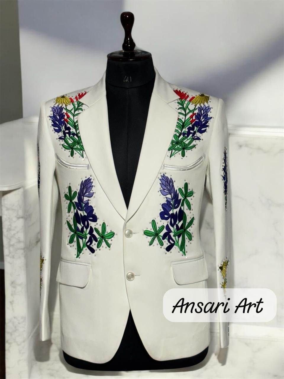 Other Men 2PC Customized floral embroidery western Nudie outfit Size 44S - 1 Thumbnail