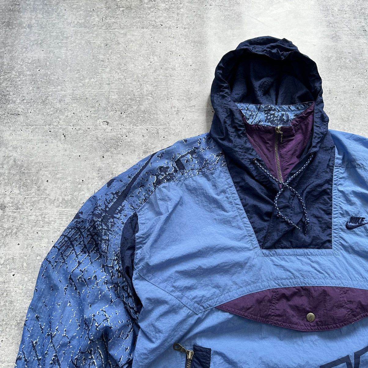 Vintage 90s Nike 1/4 Zip Hooded Windbreaker Jacket Anorak