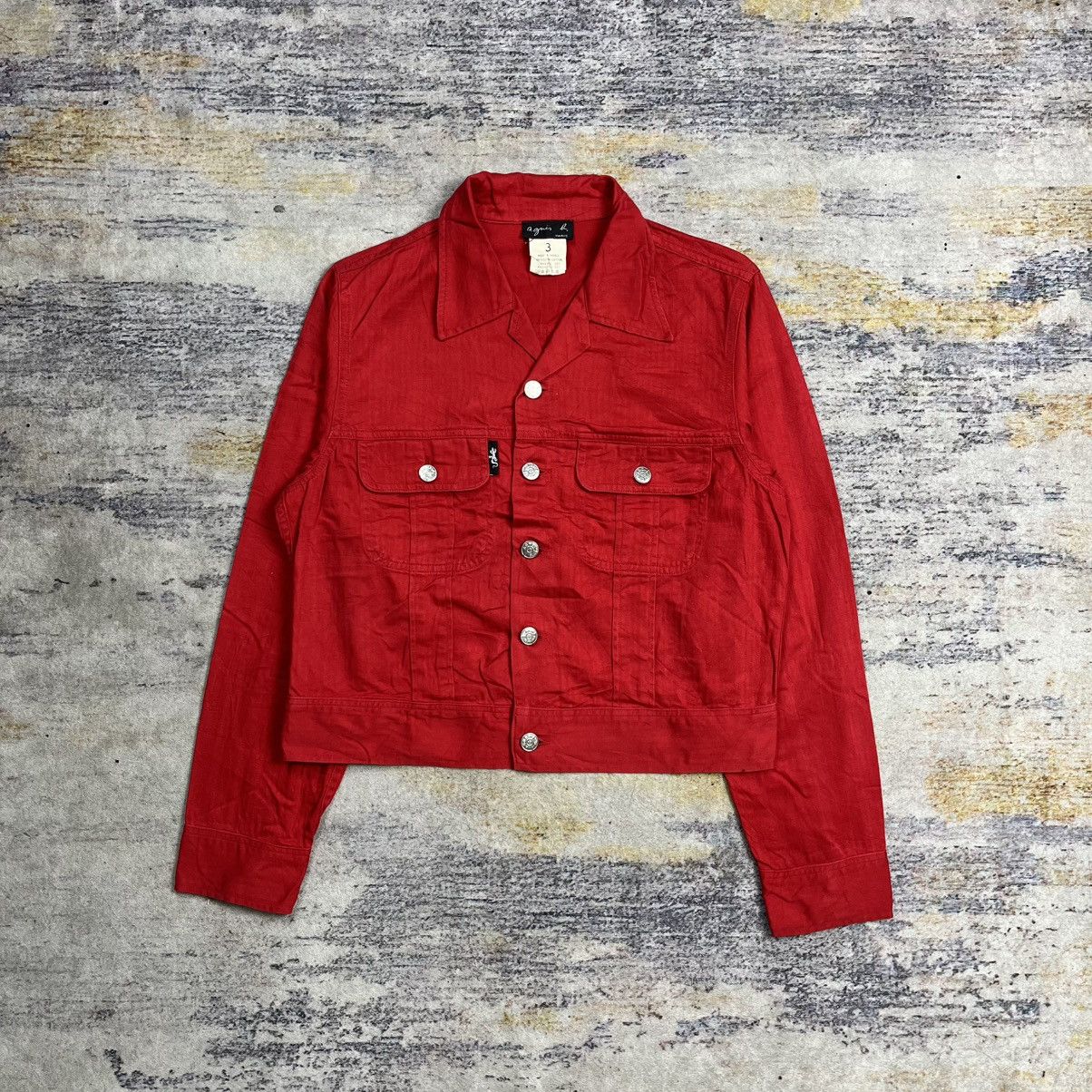 agnes b. Vintage Agnes B herringbone cropped trucker jacket Size M / US 6-8 / IT 42-44 - 1 Thumbnail
