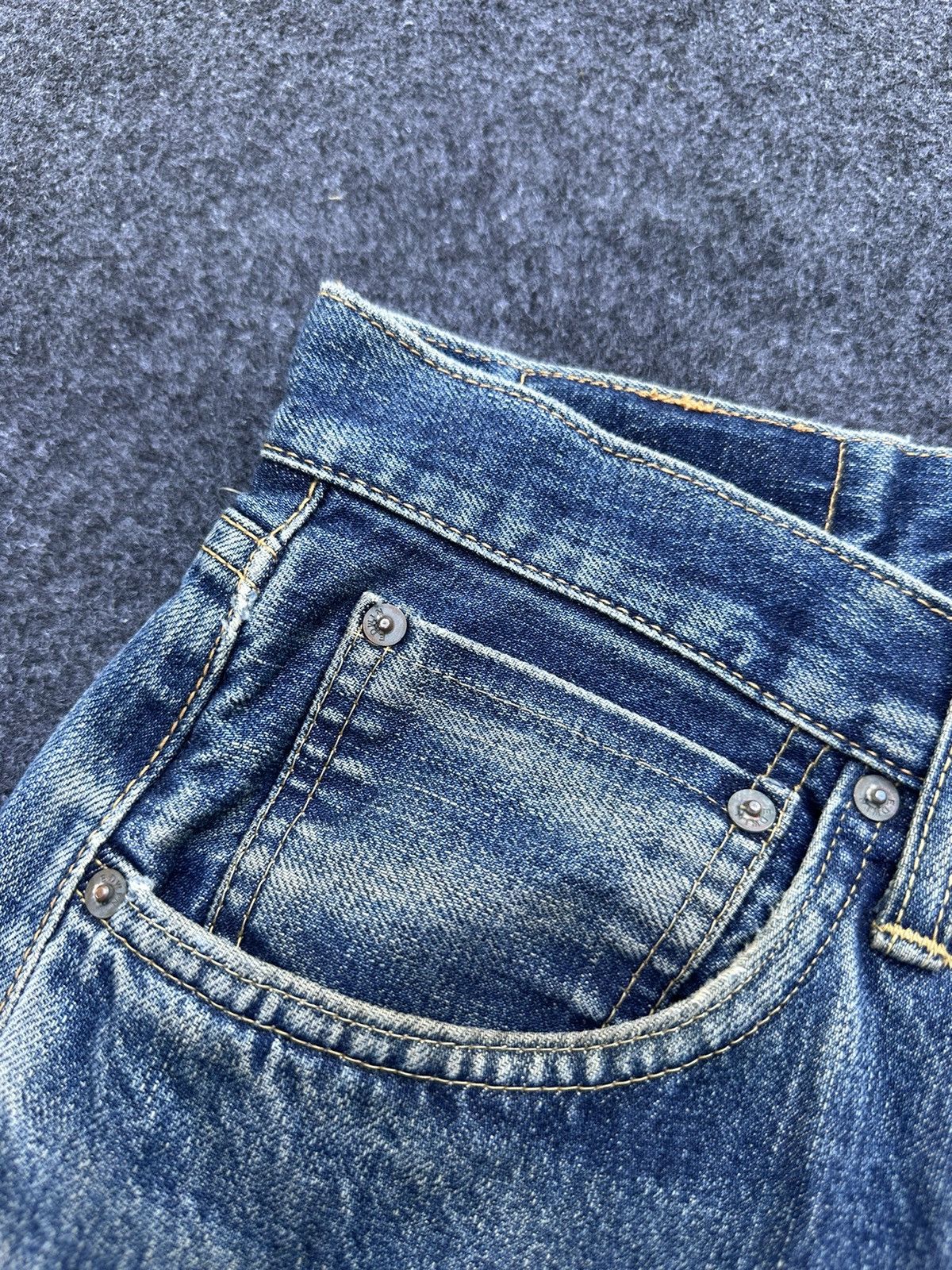 Edwin Vtg Edwin 505X Orange Tag Selvedge Ripped Denim 30x35 D42 Size US 30 / EU 46 - 9 Thumbnail