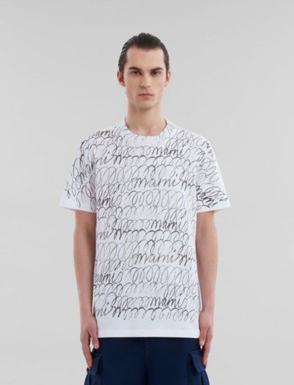 Marni o1w1db10326 Logo-Print Cotton T-Shirt in White Size US S / EU 44-46 / 1 - 1 Preview