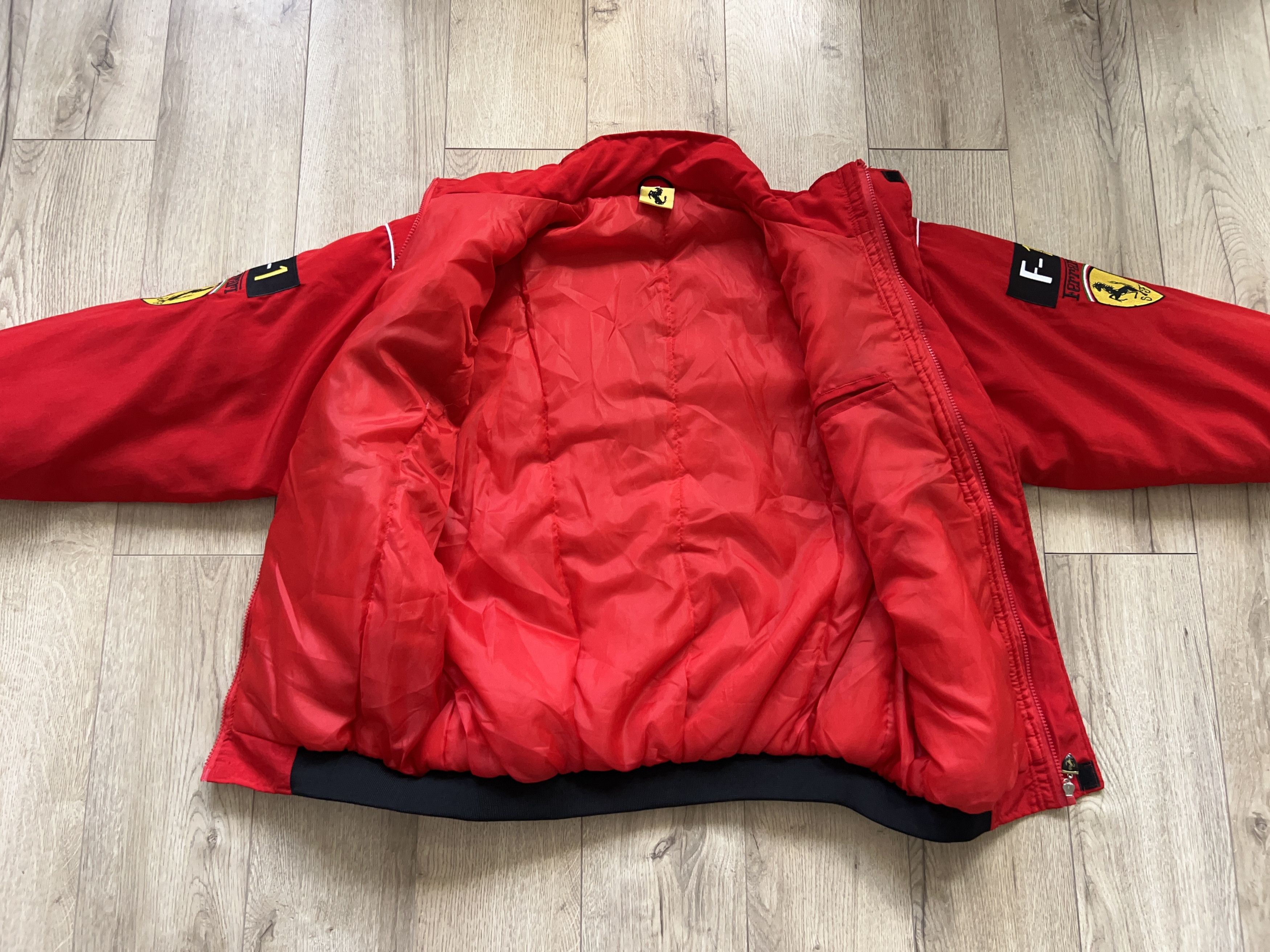 Ferrari × Formula 1 Mens Big Logo Embroidery Racing Jacket Zip Red Driver Coat Size US XL / EU 56 / 4 - 12 Thumbnail