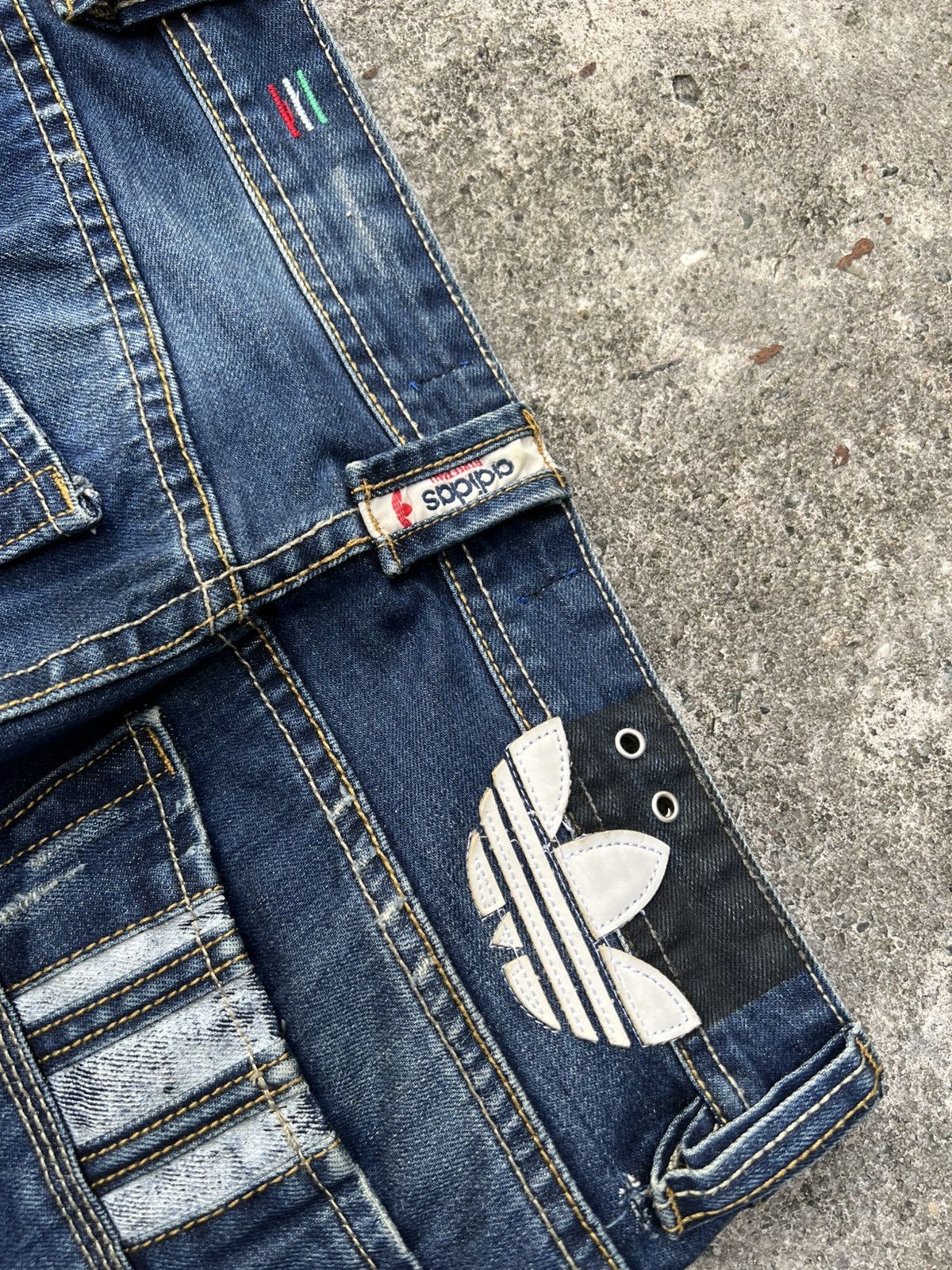 Adidas × Diesel 💥Vintage Diesel Industry x Adidas Distress Jean Size US 29 - 18 Thumbnail