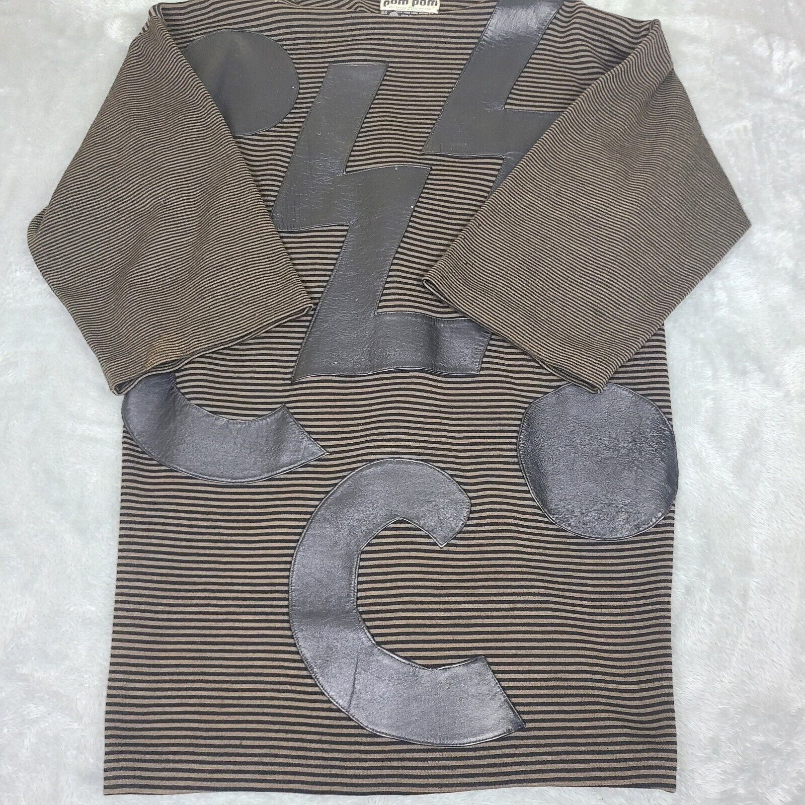 Vintage Pom Pom Frank Owen Vintage Sweater Wool Leather Batwing Slee Size S / US 4 / IT 40 - 1 Thumbnail