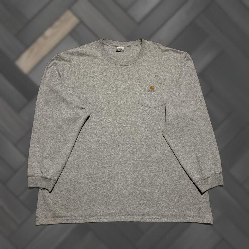 Carhartt VINTAGE? No — Carhartt Shirt Mens XL Gray Long Sleeve Pocket Workwear Crewneck Heavyweight Size US XL / EU 56 / 4 - 1 Thumbnail