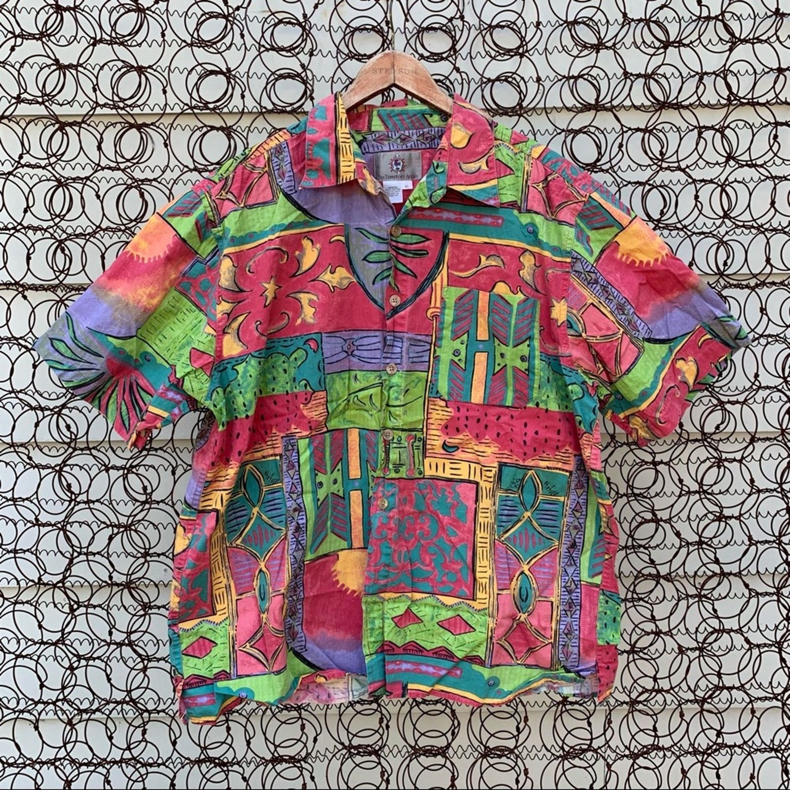 Deals Vintage Territory Ahead bold tribal Art Deco shirt