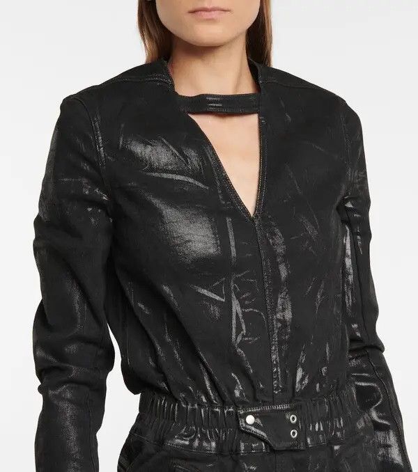 Rick Owens Drkshdw Eclipse Black Coated Denim Cargo Bodysuit /Bodybag M Size 28" / US 6 / IT 42 - 2 Thumbnail