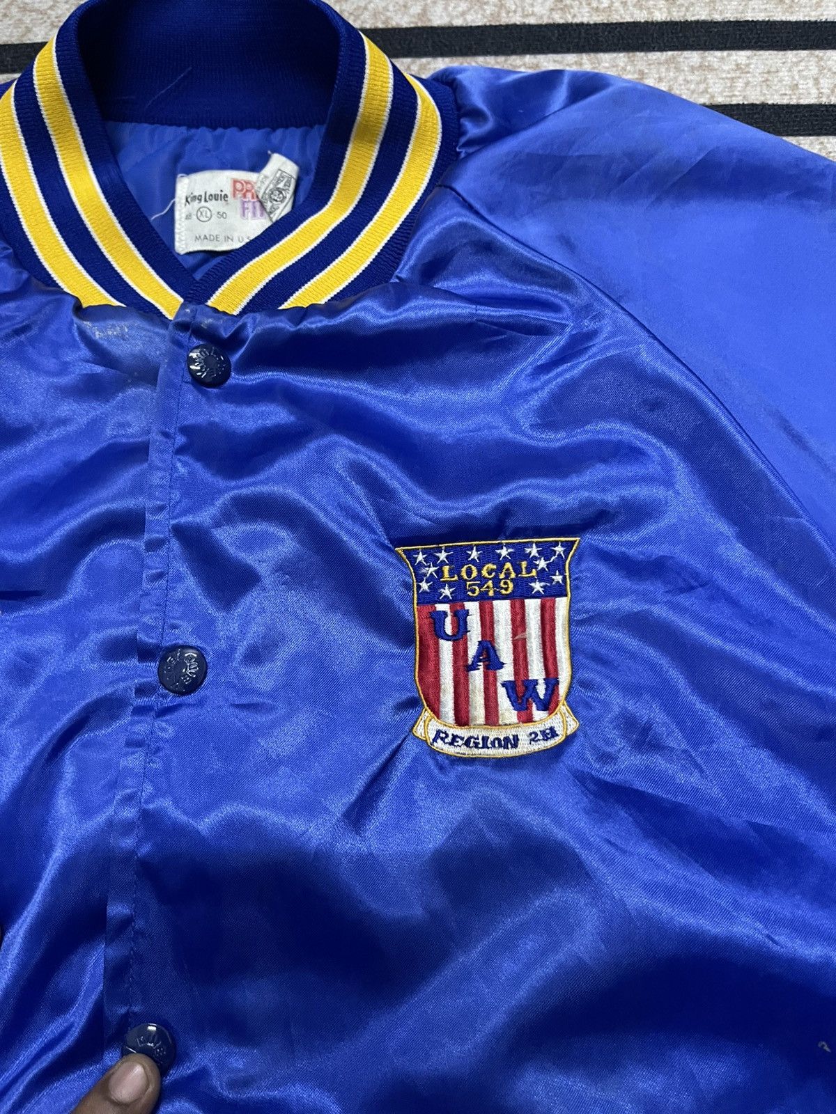 Vintage 80s UNION LOCAL UAW 148 AEROSPACE SATIN BOMBER JACKET XL Size US XL / EU 56 / 4 - 7 Thumbnail
