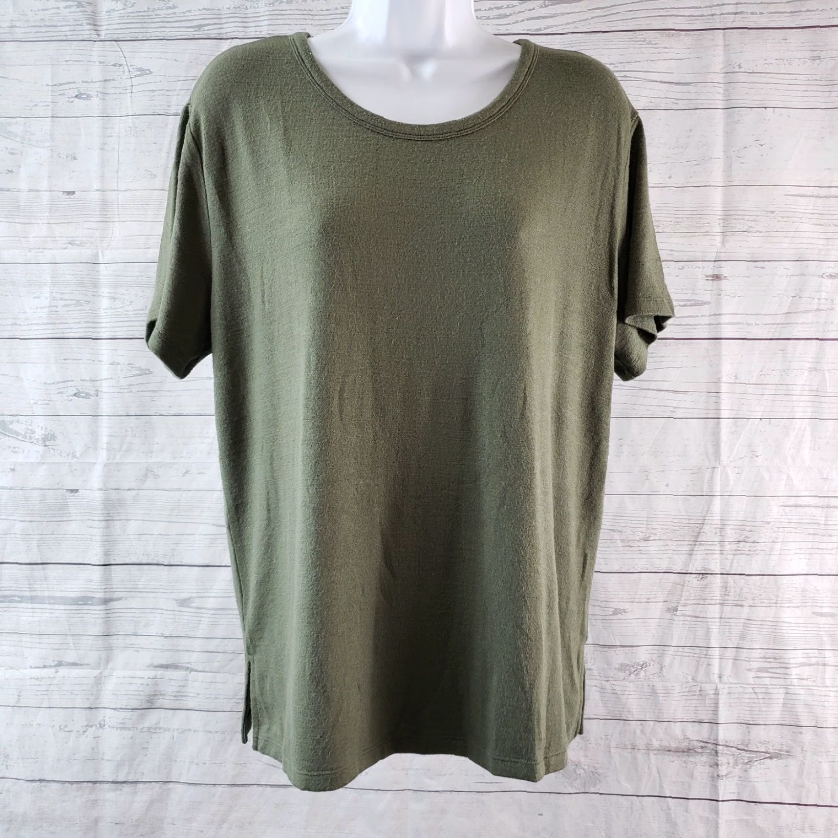 Vintage Wilfred Free Womens Knit Top Sz Large Green Short Sleeve Rayon Blend Shirt Adult Large Green Knit Wilfred Free Womens T-Shirt 90s? Size L / US 10 / IT 46 - 2 Thumbnail