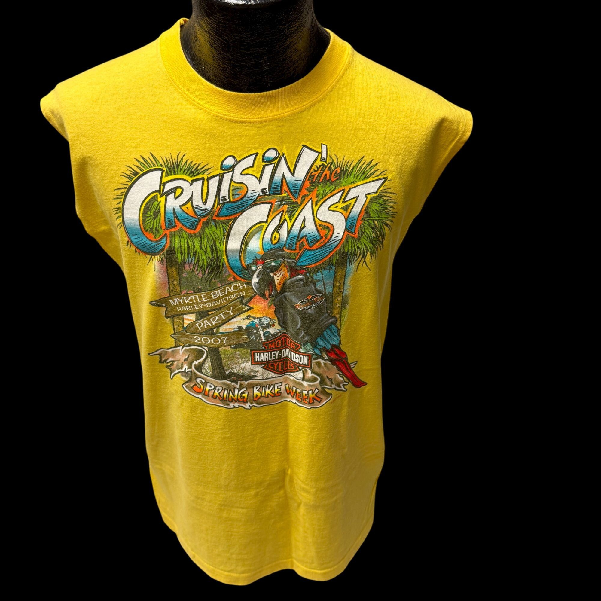 Harley Davidson H-D Myrtle Beach PARROT Cruisin The Coast Biker Muscle Shirt Size US XL / EU 56 / 4 - 2 Thumbnail