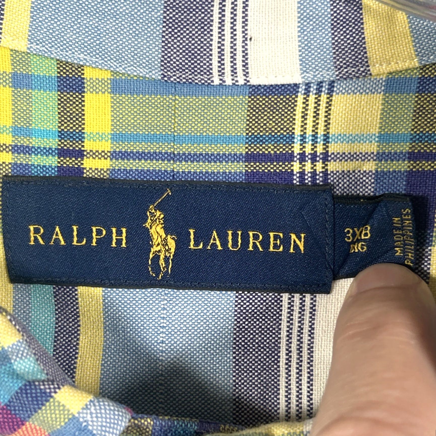 Ralph Lauren Ralph Lauren Button Down Short Sleeve Plaid 3XB Mens Flesh Pony Short Sleeve Size US 39 - 3 Thumbnail