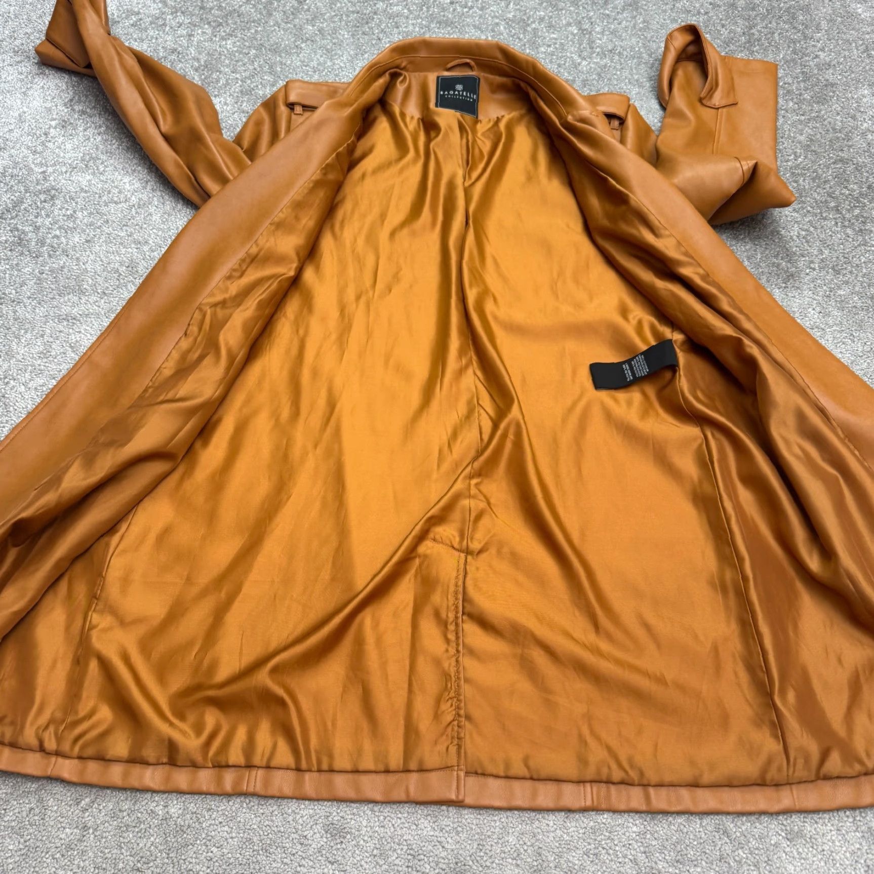 Pendleton VINTAGE Bagatelle Collection Faux Leather Open Front Blazer Jacket Women Large Brown Tan Size XXL / US 16-18 / IT 52-54 - 4 Thumbnail