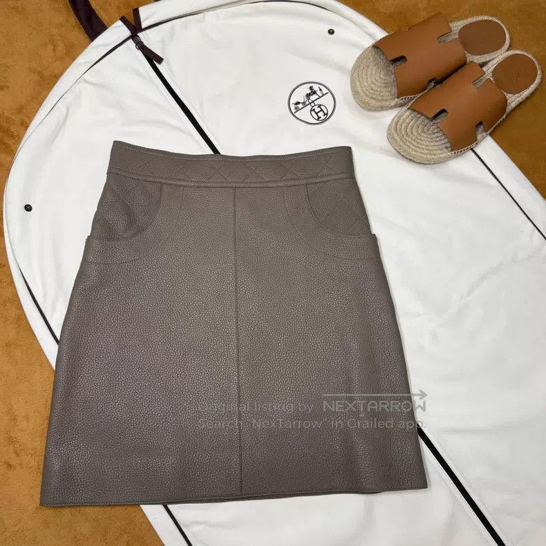 Hermes Hermes Elephant Gray Deer Skin Short Skirt Size 42" / US 20 - 1 Thumbnail