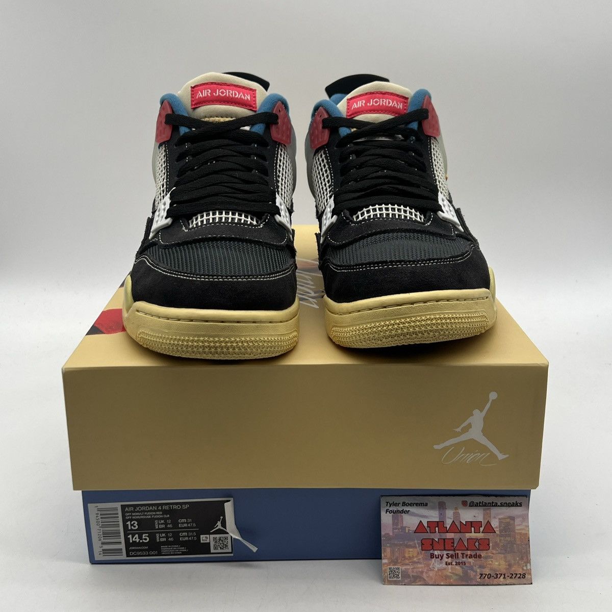 Jordan Brand Union la x air Jordan 4 off noir Size US 13 / EU 46 - 2 Thumbnail