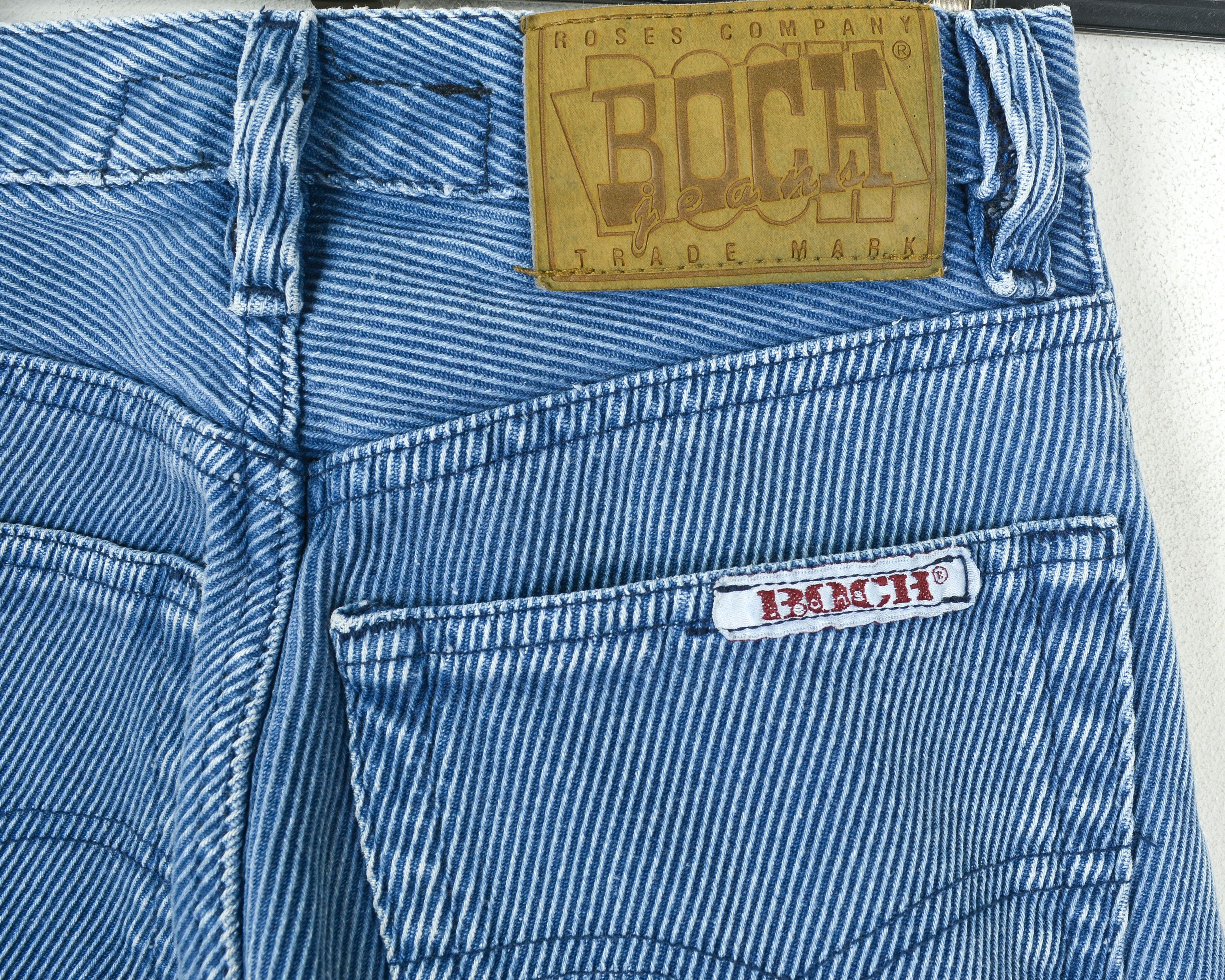 Vintage BOCH JEANS W23 L30 Tapered Jeans Textured Striped Trousers Size 23" - 5 Thumbnail
