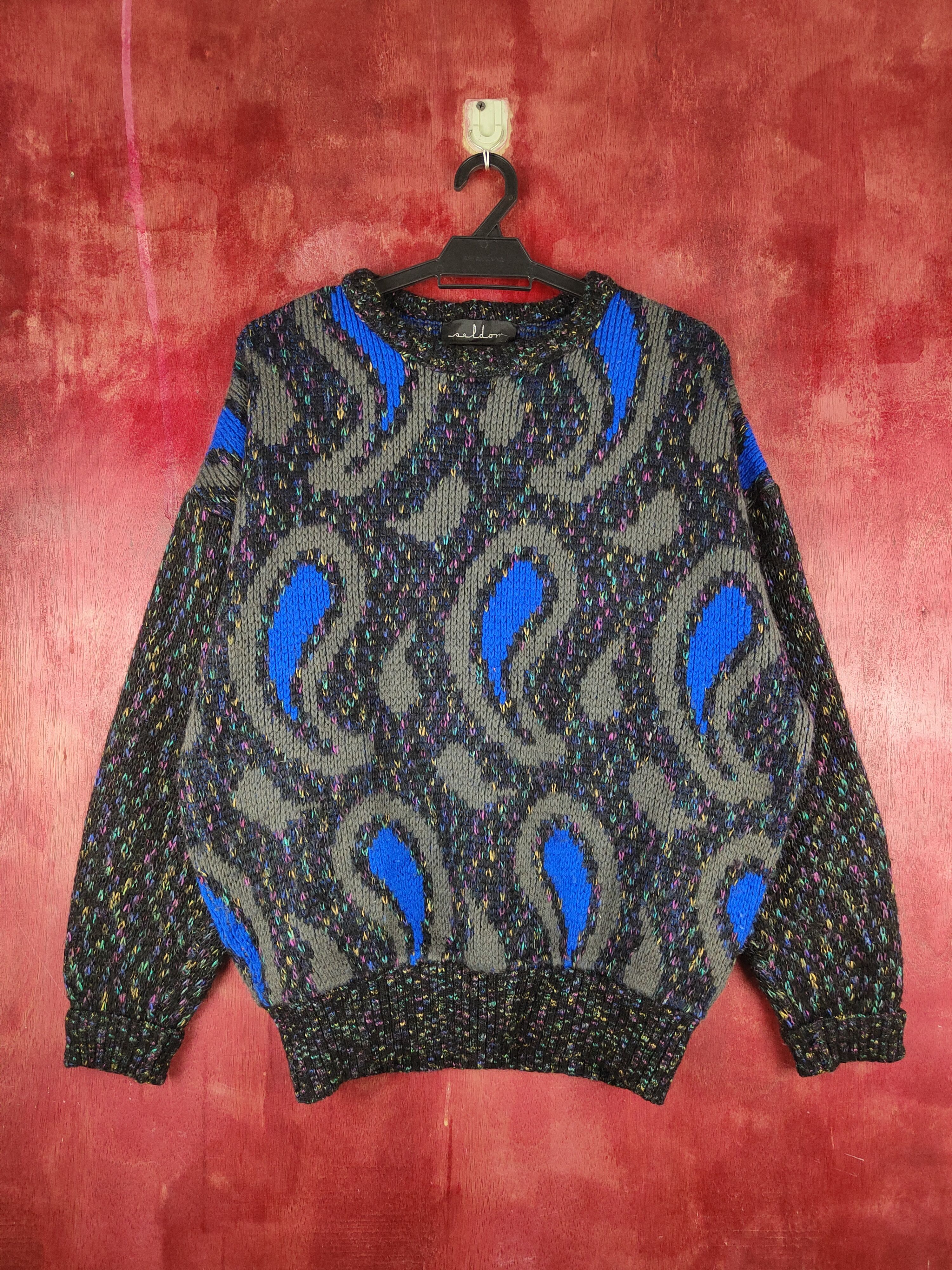 Homespun Knitwear DL Seldom Uomo Black Blue Knitwear Sweatshirt #S1270 Size US L / EU 52-54 / 3 - 1 Thumbnail