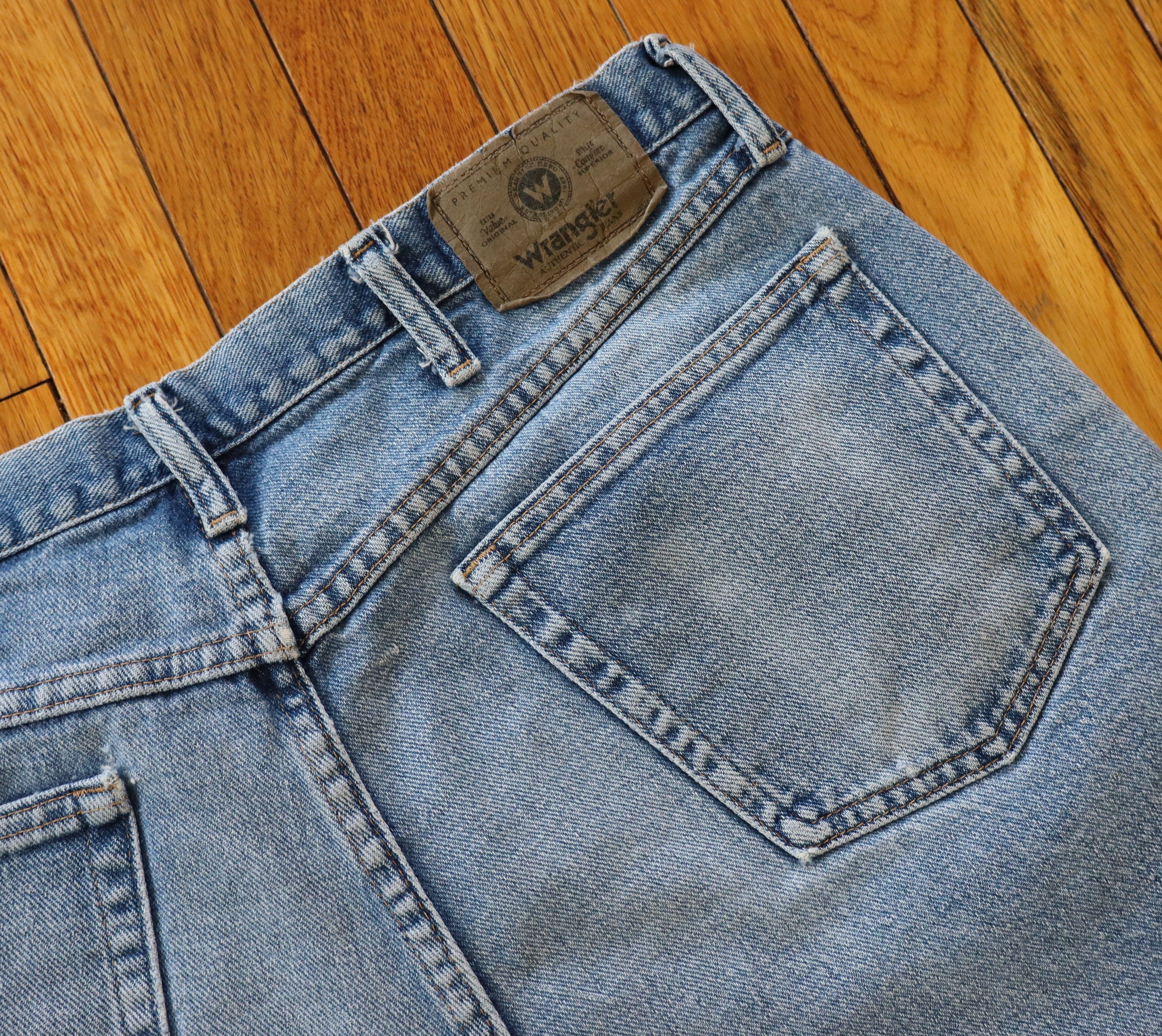 Carhartt × Levi's × Wrangler Vtg 90s Y2K Wide Leg Distressed Skater Denim Shorts Jorts Size US 36 / EU 52 - 6 Thumbnail