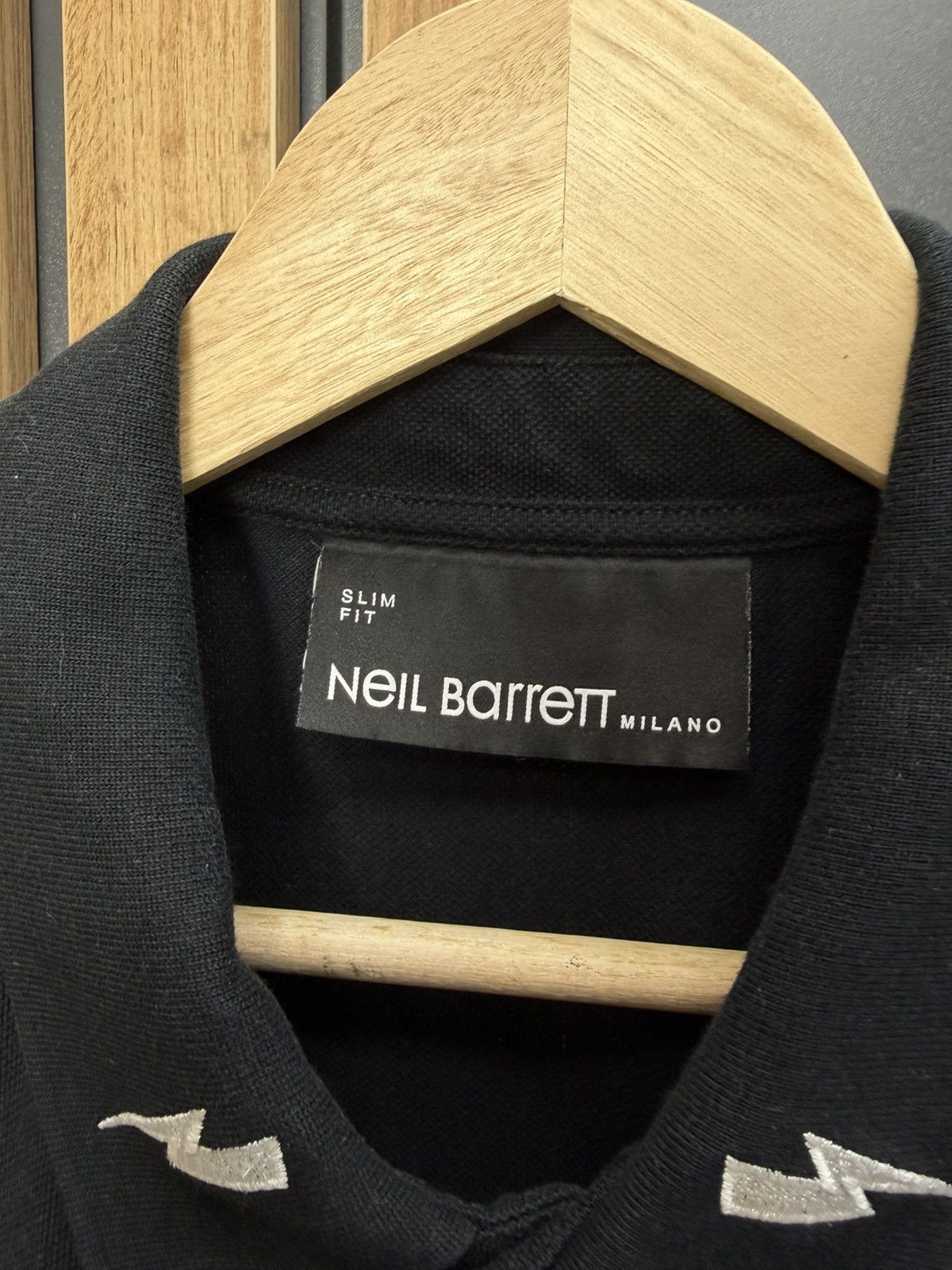 Neil Barrett Neil Barrett Black Polo Lightning Bolt Size M Slim Fit Size US M / EU 48-50 / 2 - 3 Thumbnail