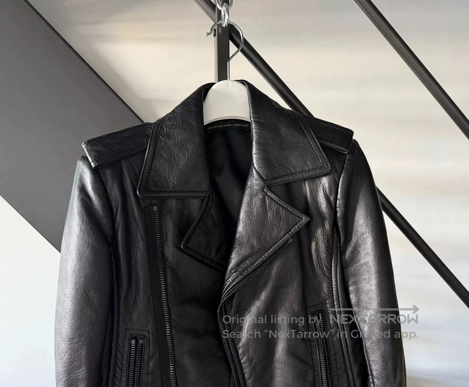 Balenciaga Black Lambskin-Leather Moto Jacket. Size US XXS / EU 40 - 6 Thumbnail