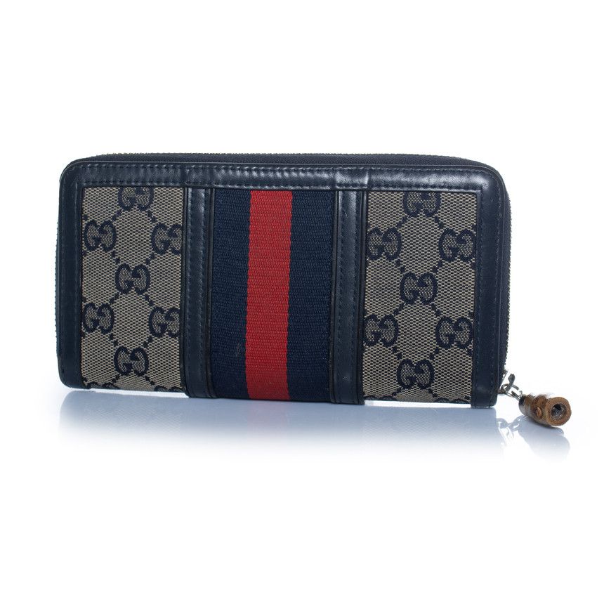 Gucci Gucci, monogram web wallet in blue Size ONE SIZE - 2 Thumbnail