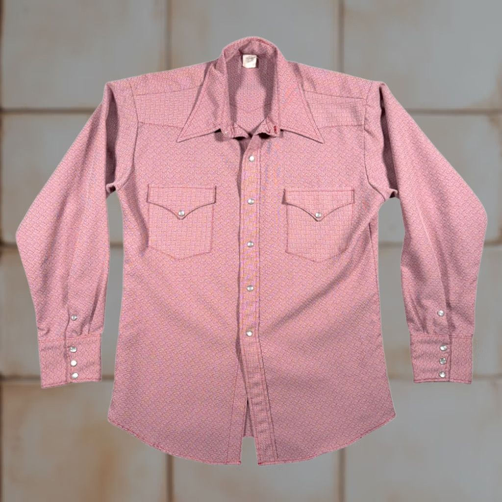 Vintage VINTAGE Western Shirt Adult MEDIUM Red Heather Rose Cowboy Rodeo Pearl Snap 70s Size US M / EU 48-50 / 2 - 1 Thumbnail