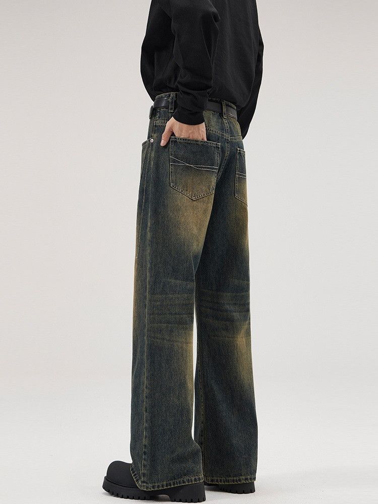 Japanese Brand Men's vintage washed loose straight leg distressed jeans Size US 32 / EU 48 - 5 Thumbnail
