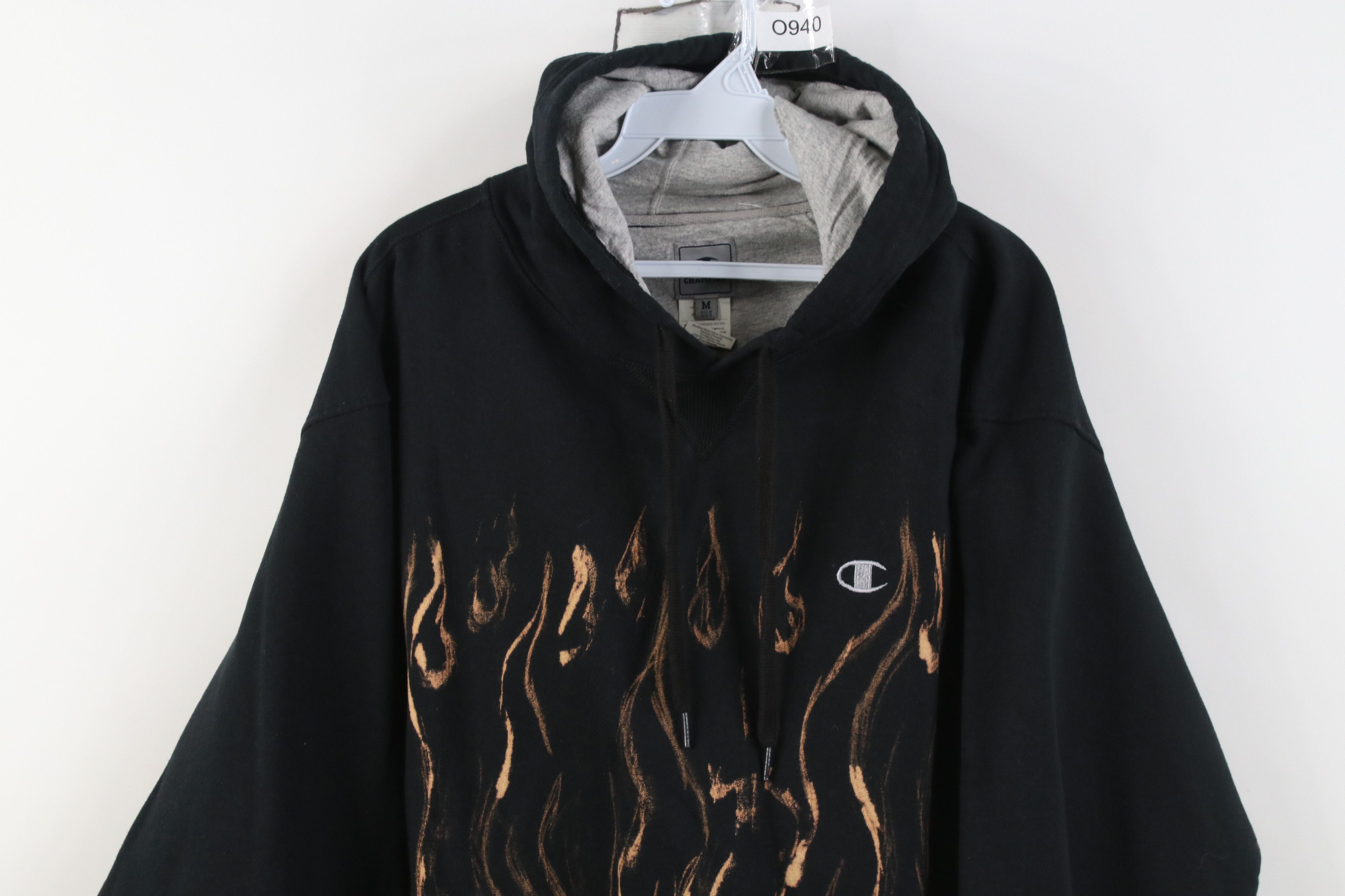 Champion Vintage Champion Acid Wash Fire Flames Hoodie Sweatshirt Size US M / EU 48-50 / 2 - 2 Thumbnail