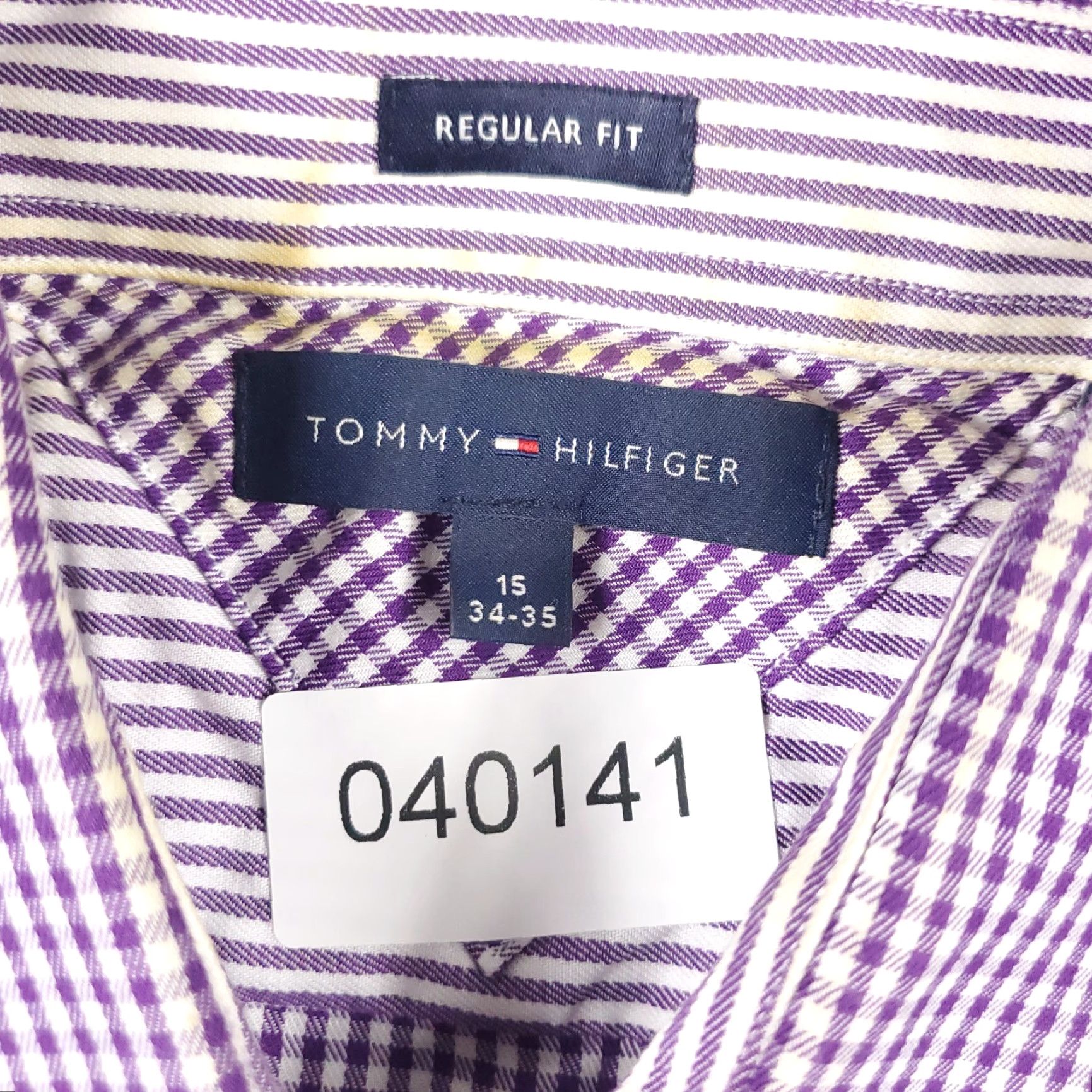 Tommy Hilfiger Tommy Hilfiger Dress Shirt Mens 15 Purple Check Long Sleeve Button Up Size 40R - 7 Thumbnail