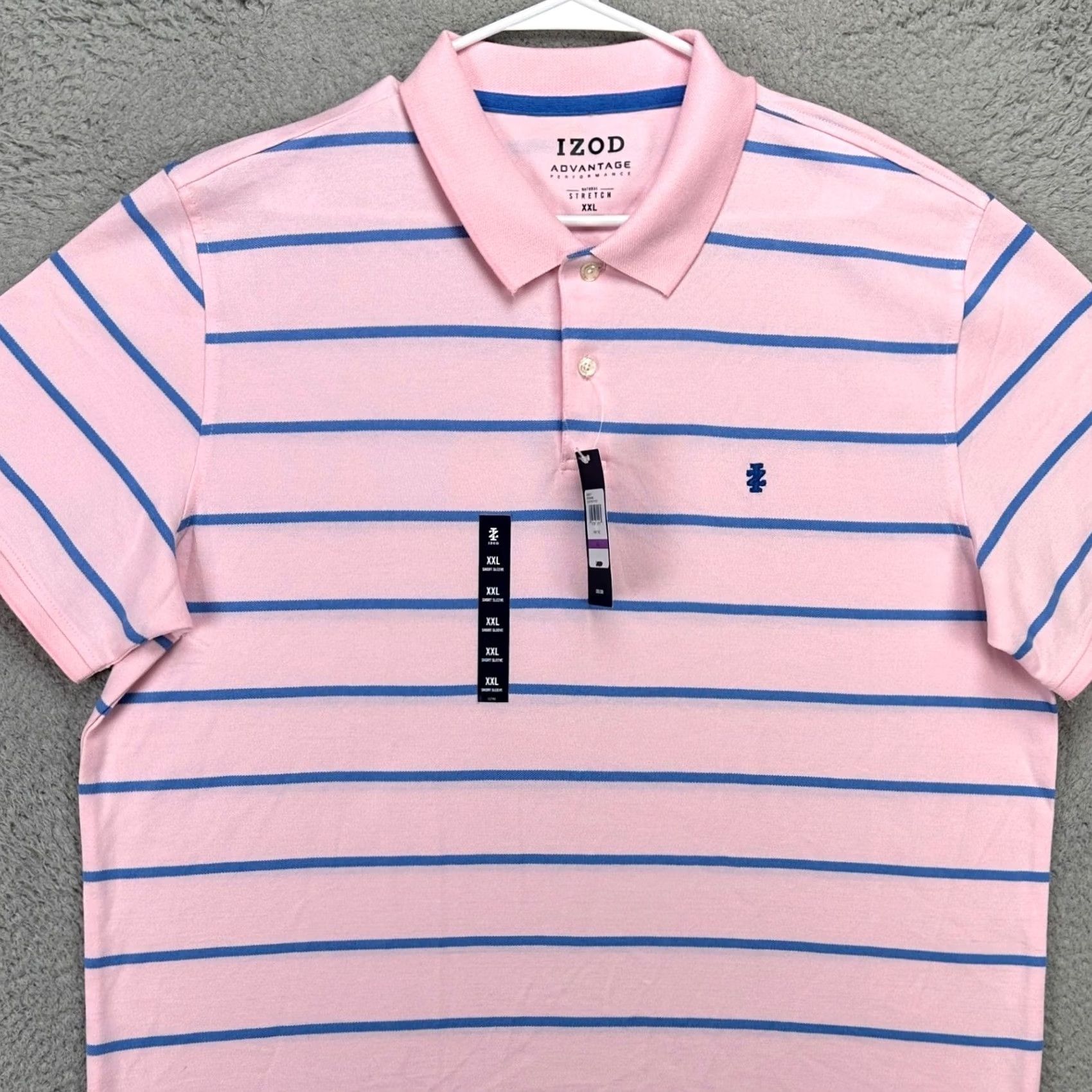 Izod Izod Advantage Polo Shirt Golf Polo Mens 2XL Pink Blue Striped Short Sleeve Shirt Mens 2XL Pink Stripes Outdoor Bre breathable Collar Size US XXL / EU 58 / 5 - 2 Thumbnail