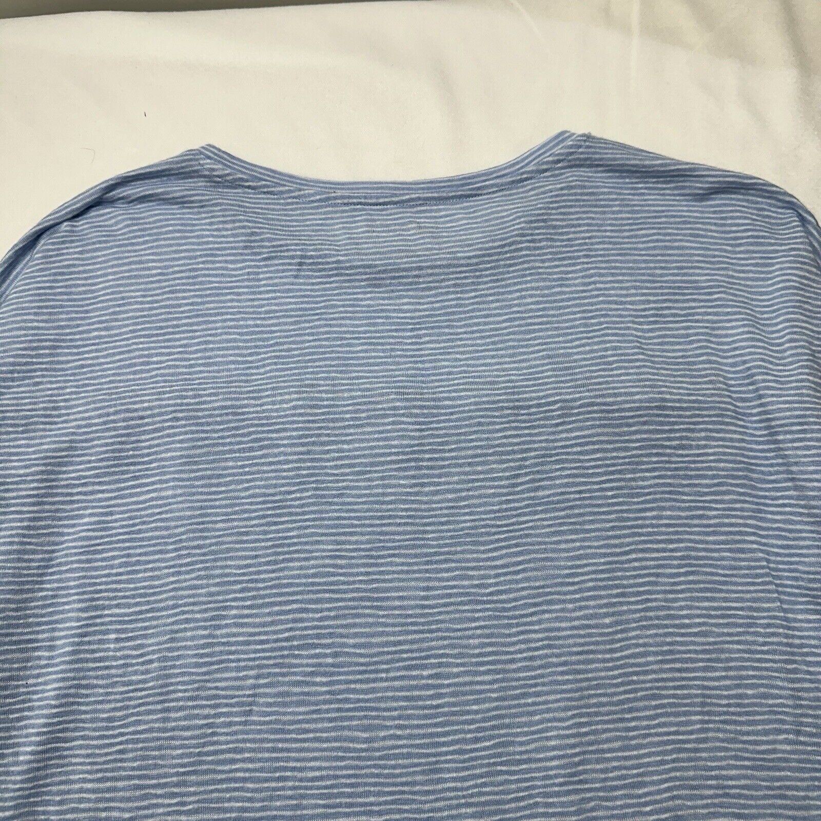 Loft LOFT Large Blue White Striped Long Sleeve Ruffle T Shirt Size L / US 10 / IT 46 - 11 Thumbnail