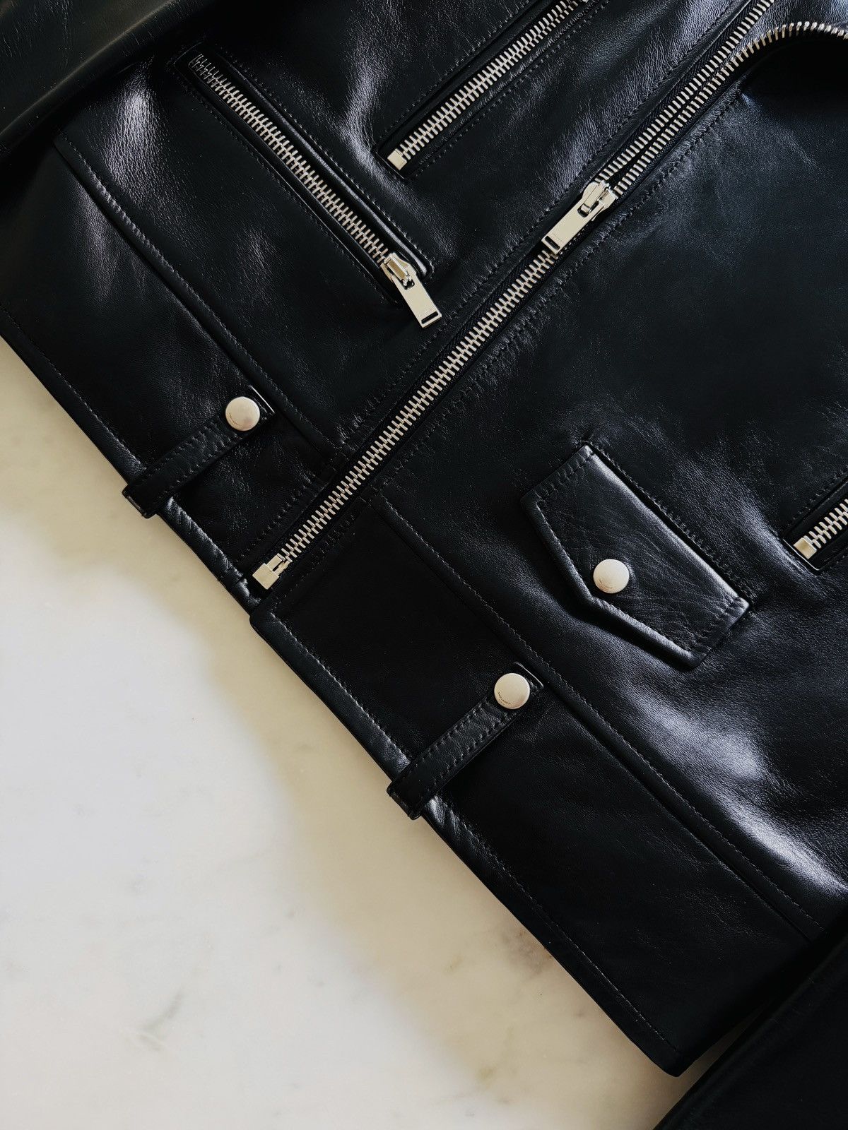 Saint Laurent Paris Saint Laurent Paris – Iconic Black Leather Biker Jacket Size US L / EU 52-54 / 3 - 13 Thumbnail