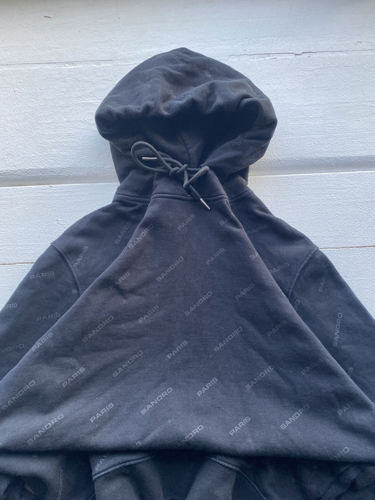 Designer × Sandro × Vintage Sandro Luxury Monogram Logo Black Mens Hoodie vintage Size US M / EU 48-50 / 2 - 2 Thumbnail