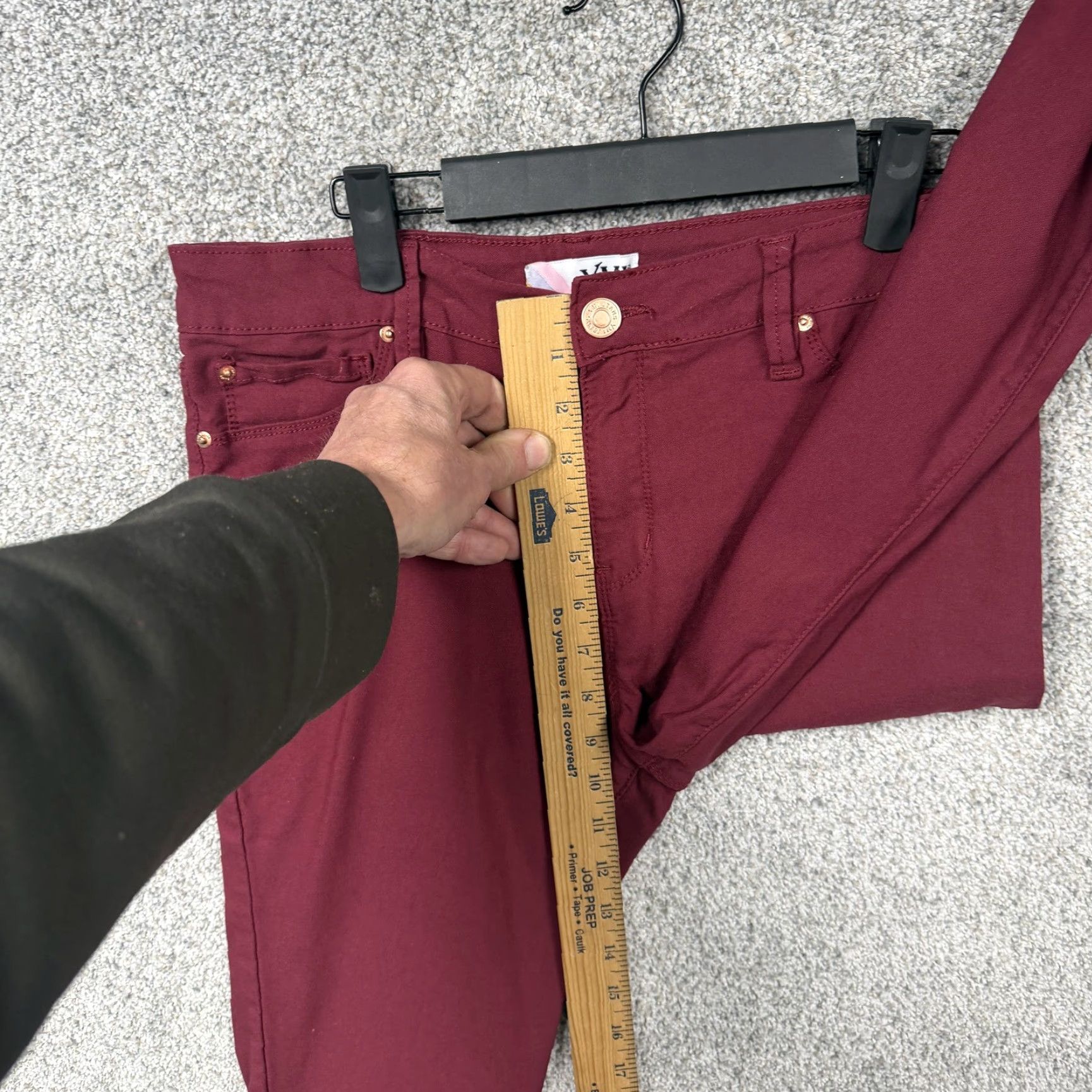 Vintage YMI Jegging Pants Womens L Burgundy Skinny Stretch Twill Pocketed Flat Front Zip Button Casual Preppy 30x26.5 Juniors Regular Rise 8.5-10.5 Size 36" / US 14 / IT 50 - 5 Thumbnail