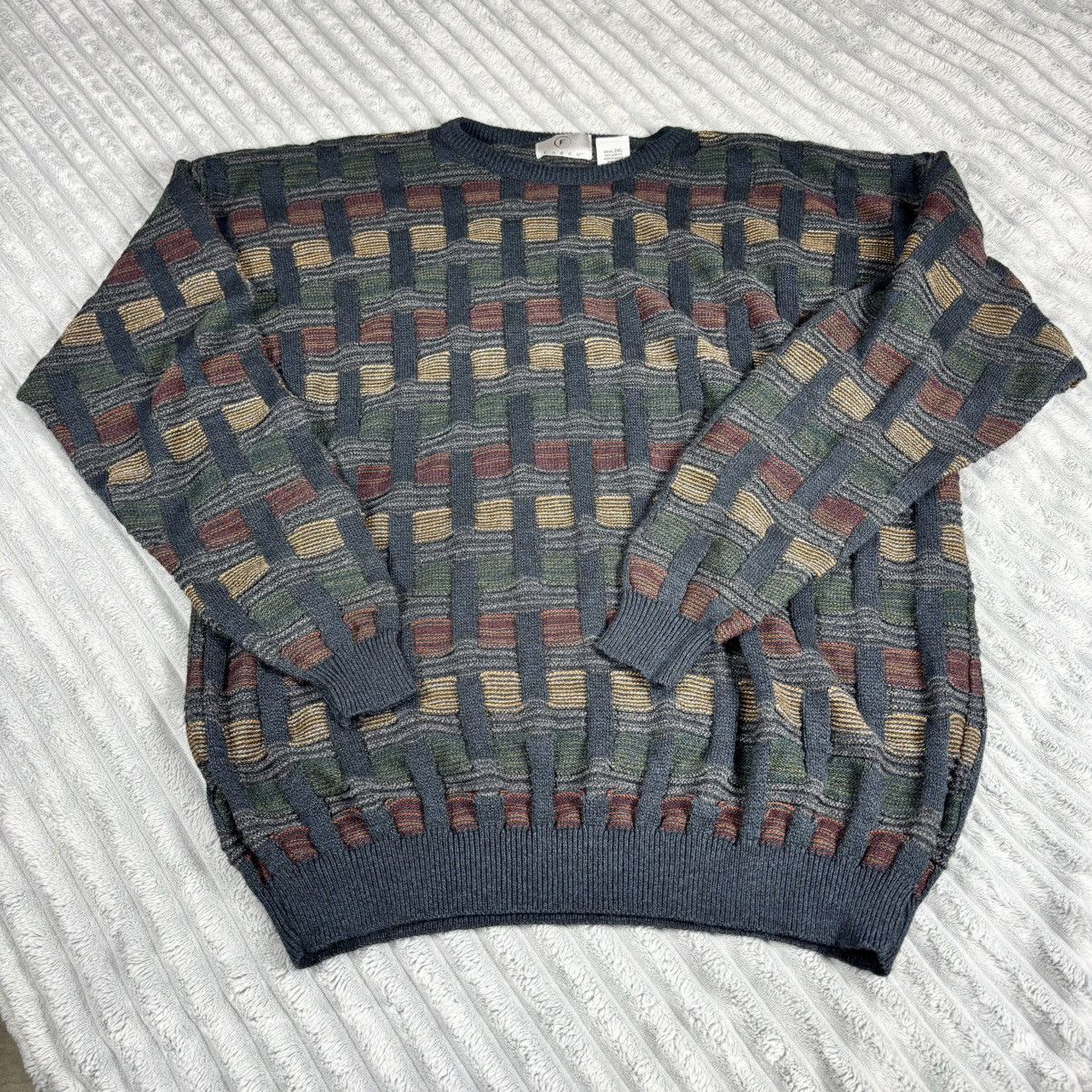Farah Farah Mens 2xL VTG 90s Textured Multicolored KnitSweater Size US XXL / EU 58 / 5 - 1 Thumbnail