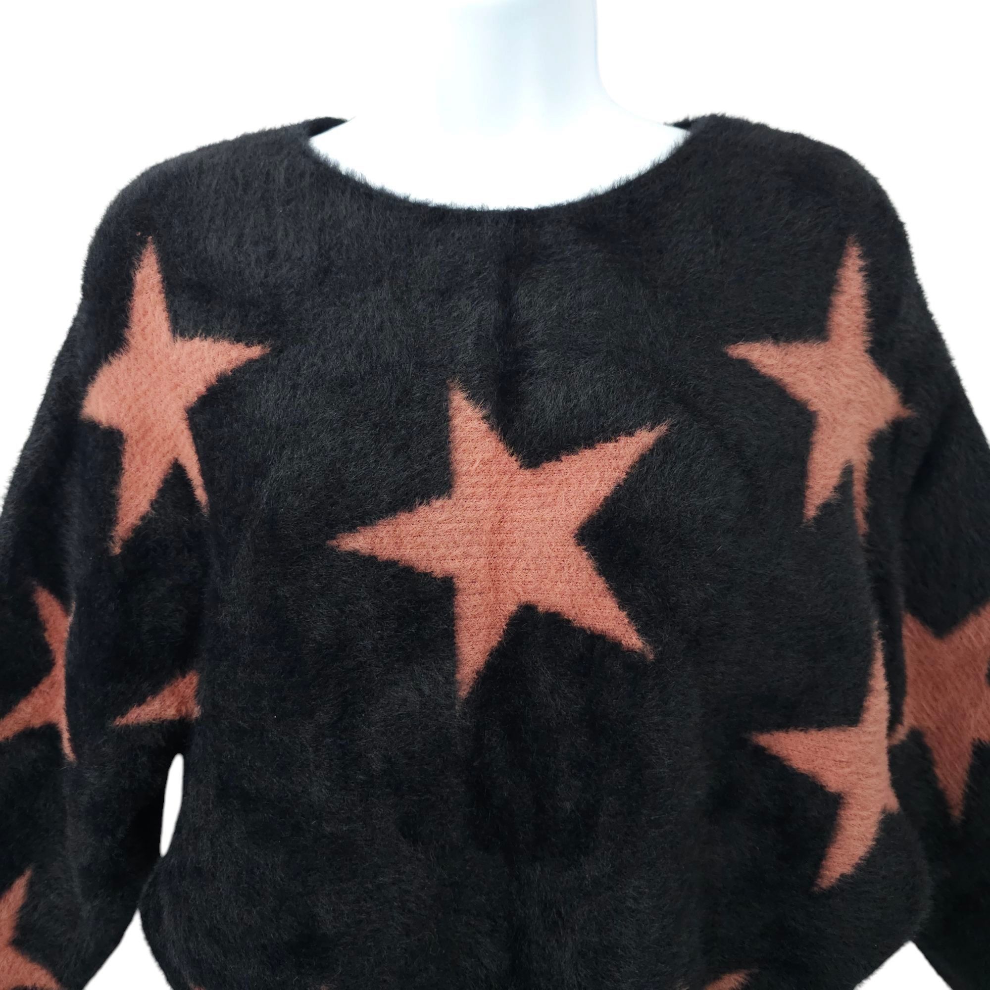 Other Philosophy Fuzzy Star Sweater Womens L Black Mauve Size L / US 10 / IT 46 - 7 Thumbnail