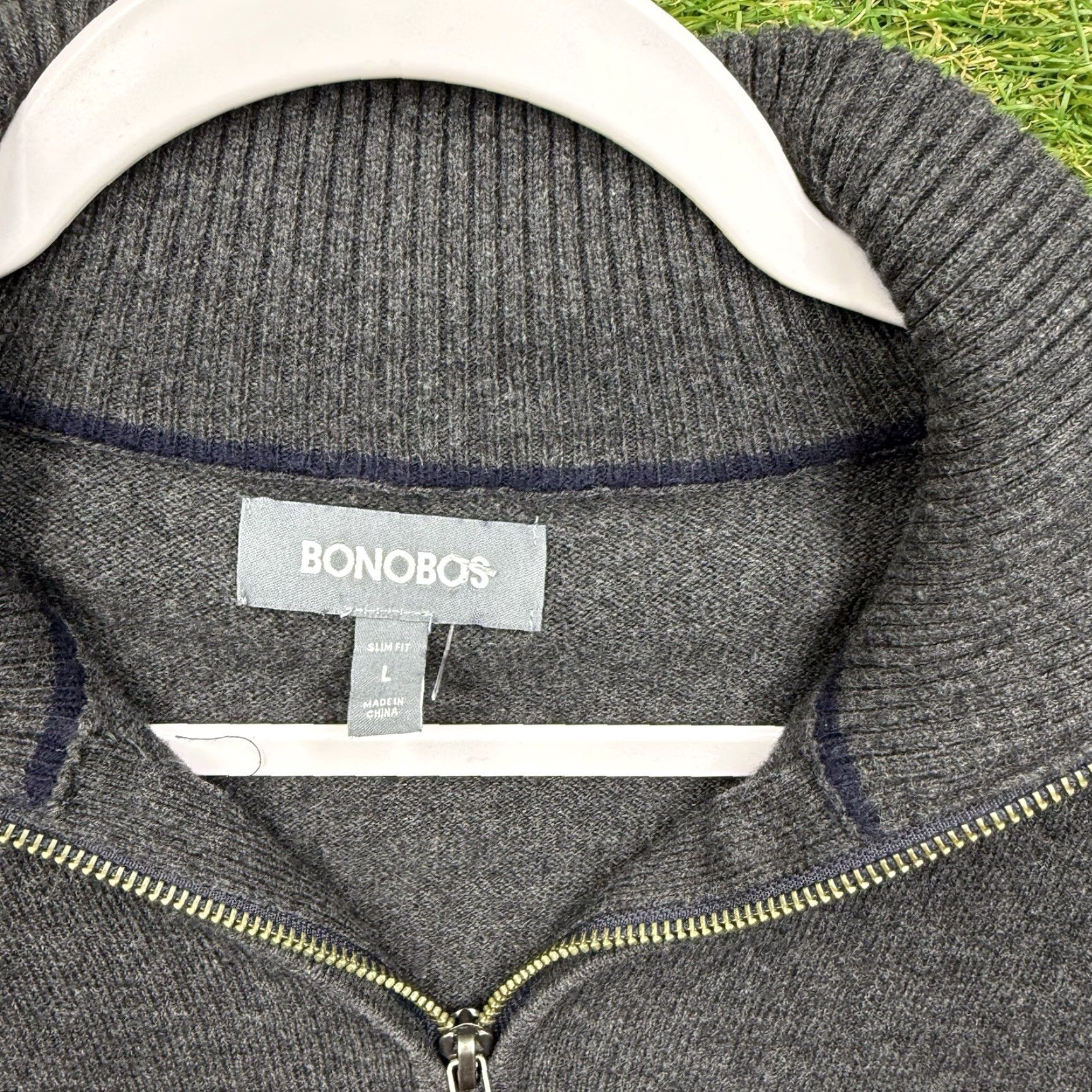 Bonobos Bonobos Mens Large Gray Half Zip Pullover Sweater Cotton Cashmere Lightweight Mock Neck 1/4 Zip All Seasons Size US L / EU 52-54 / 3 - 3 Thumbnail