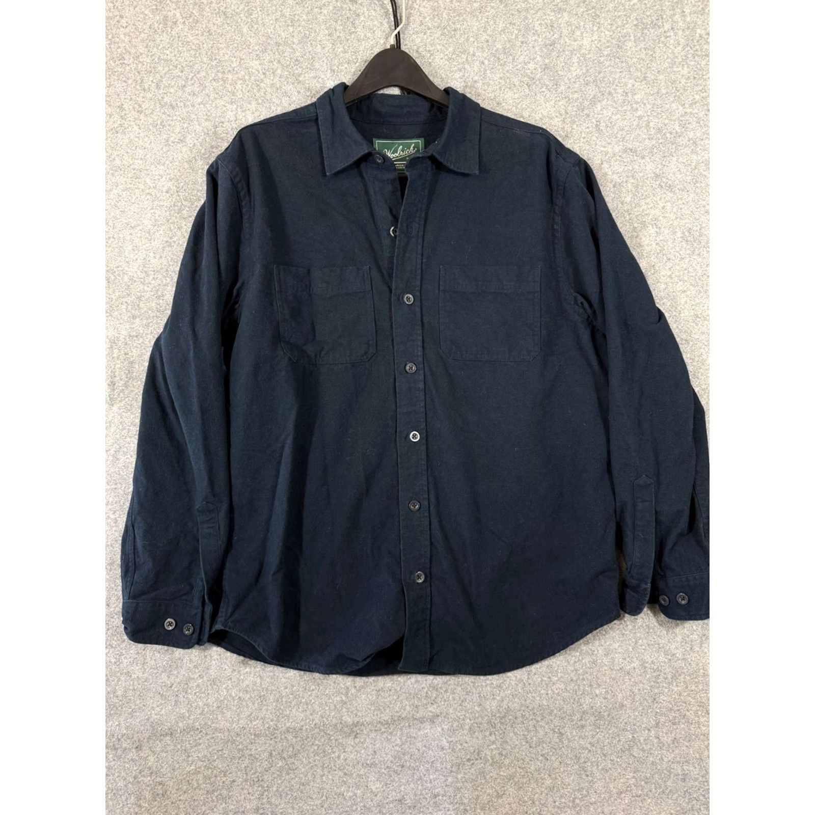 Vintage Woolrich Shirt Mens L Navy Blue Chamois Flannel Button Up Western Long Sleeve Pockets Regular Fit Casual Outdoor Western 100% Cotton Size US L / EU 52-54 / 3 - 3 Thumbnail