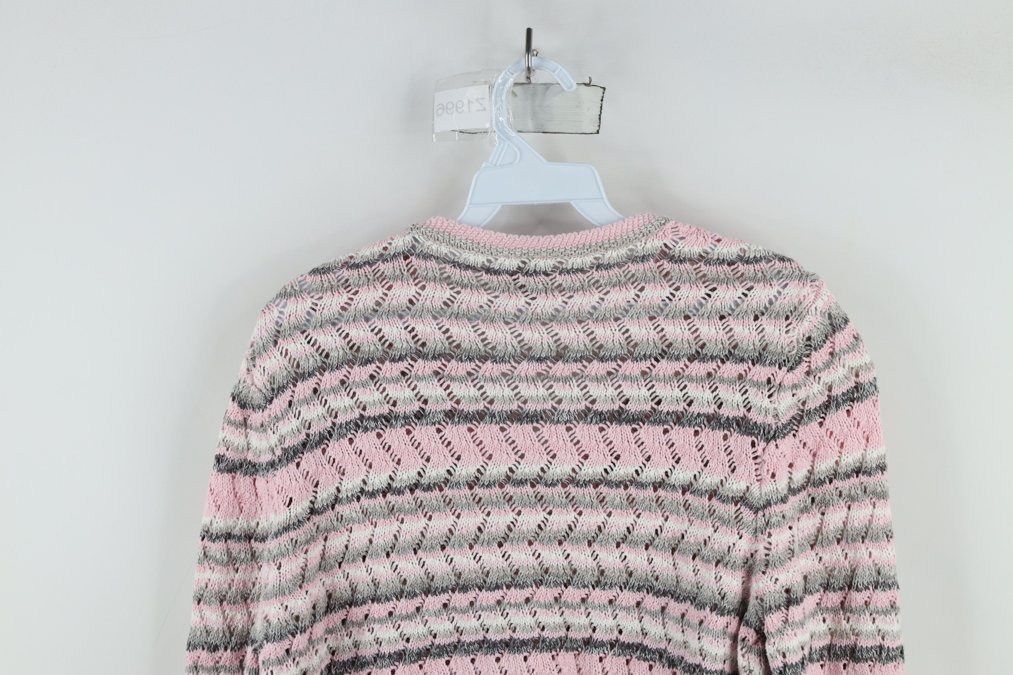 Vintage Vintage 90s Streetwear Crochet Knit Striped Cardigan Sweater Size M / US 6-8 / IT 42-44 - 10 Thumbnail