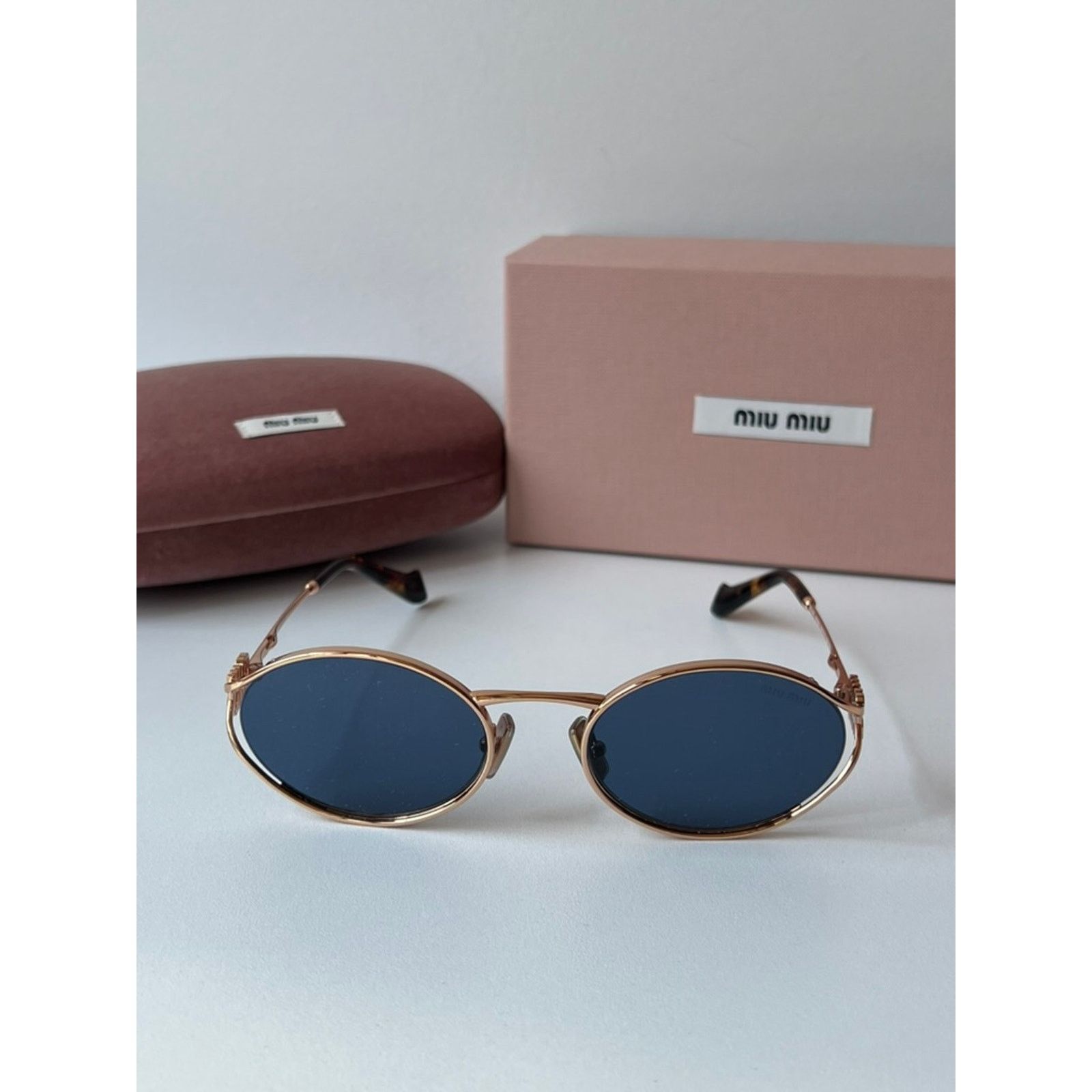Miu Miu NEW Miu Miu MU52YS Rose Gold Blue Metal Sunglasses Size ONE SIZE - 6 Thumbnail