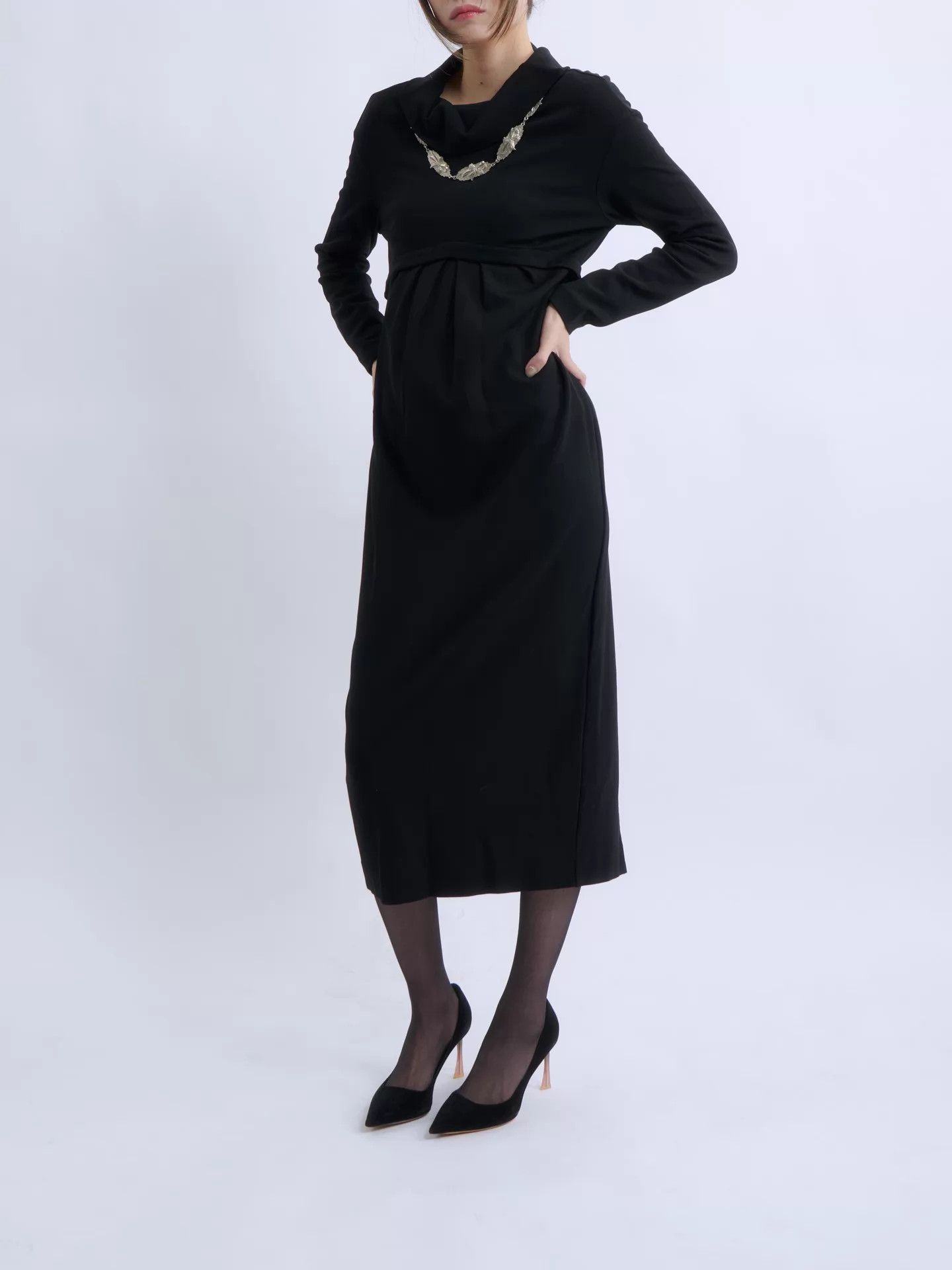 Romeo Gigli Romeo Gigli 90s Black Halter Neck Draped Dress Size XL / US 12-14 / IT 48-50 - 3 Thumbnail