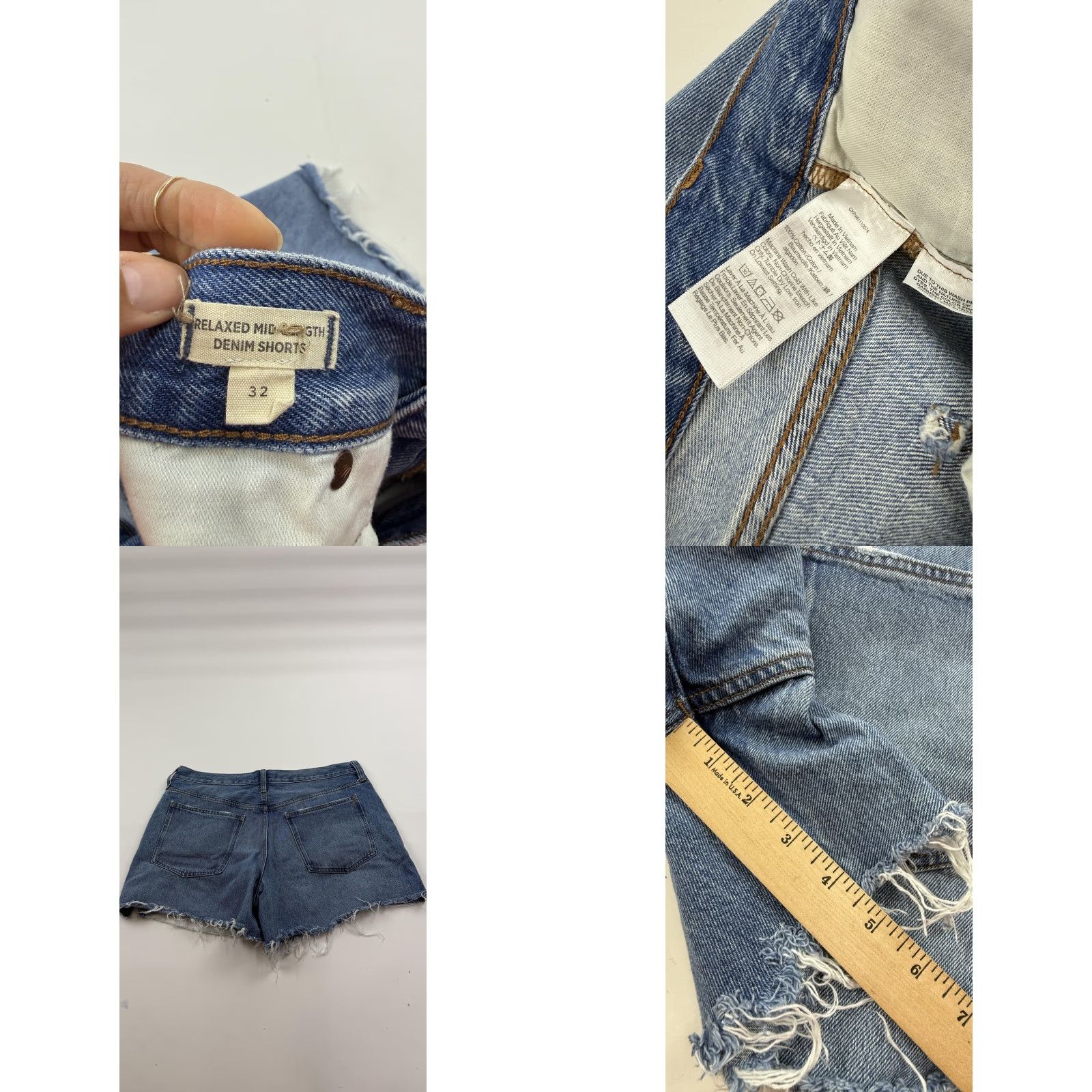 Madewell Madewell Shorts Womens 32 Blue Relaxed Mid-Length Denim Raw Hem Frayed Cutoff Size 24" / US 00 / IT 34 - 8 Thumbnail