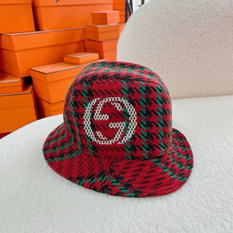 Gucci Double G thousand-bird checkfisherman's hat 2504-Next