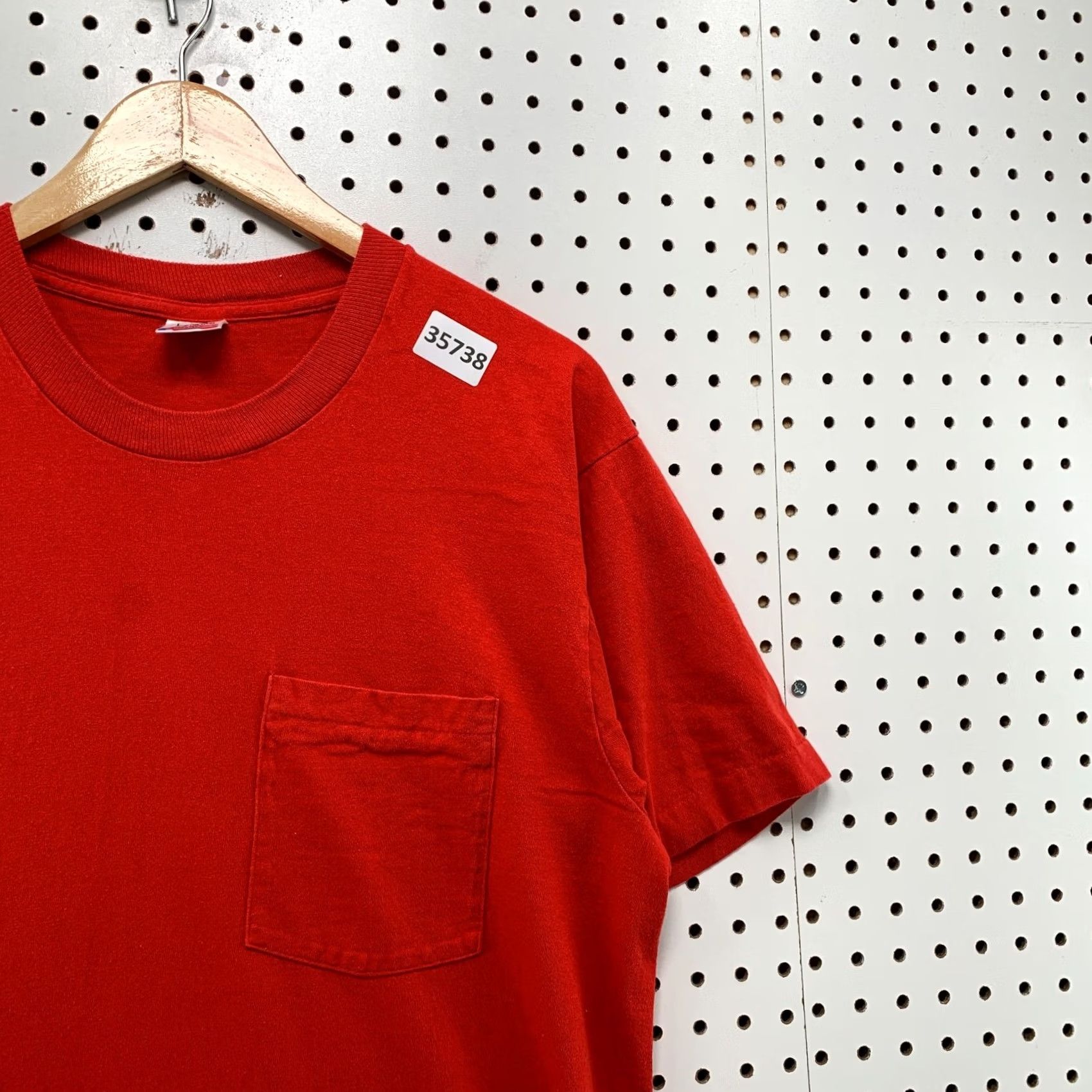 Fruit Of The Loom VINTAGE Fruit Loom Shirt Mens Large Red 90s Pocket Single Stitch Made USA Size US L / EU 52-54 / 3 - 6 Thumbnail