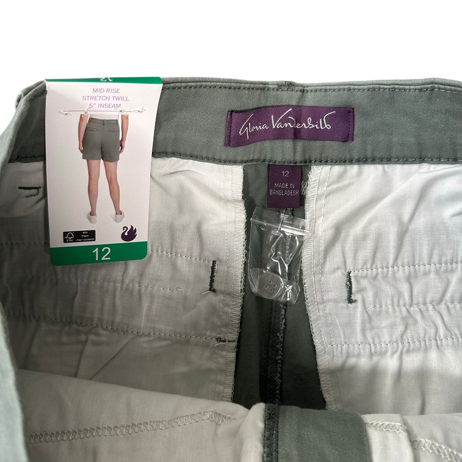 Gloria Vanderbilt Gloria Vanderbilt Mid Rise Stretch Twill 5" Shorts Size 12 Size 34" / US 12 / IT 48 - 5 Thumbnail