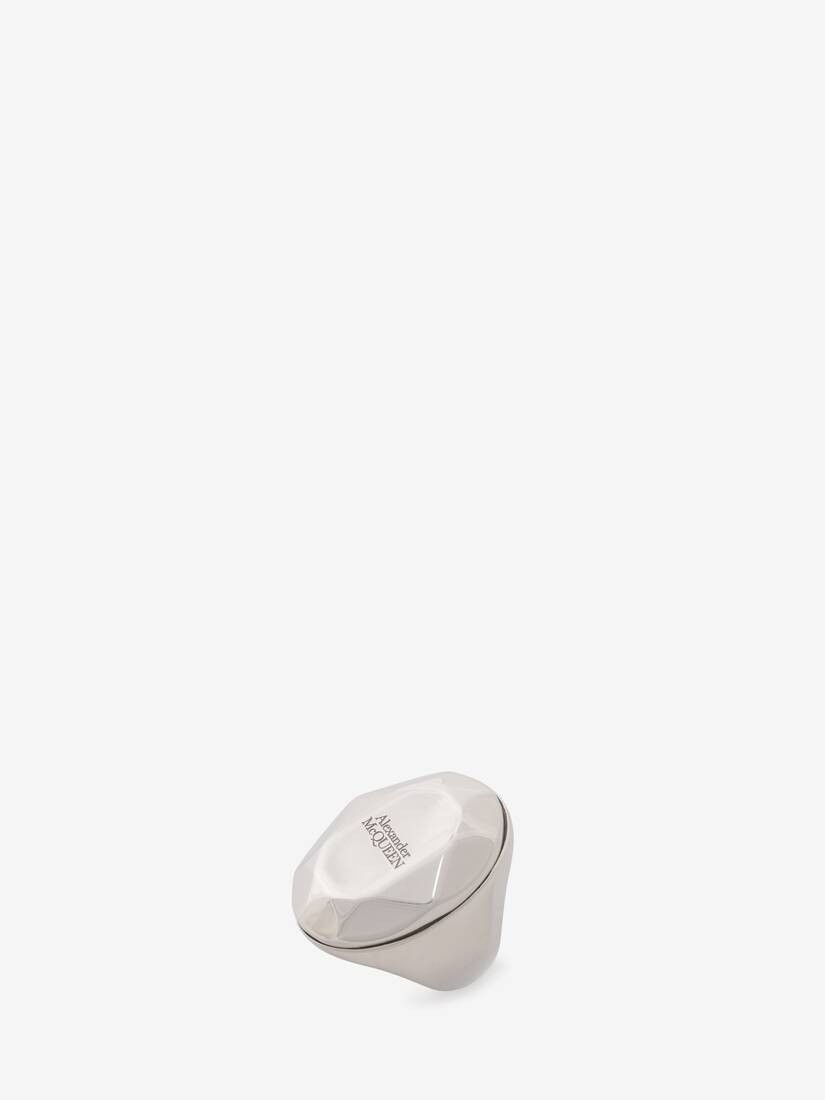 Alexander McQueen o1w1db10725 Size:19/The Faceted Stone Ring in Silver Size ONE SIZE - 2 Thumbnail
