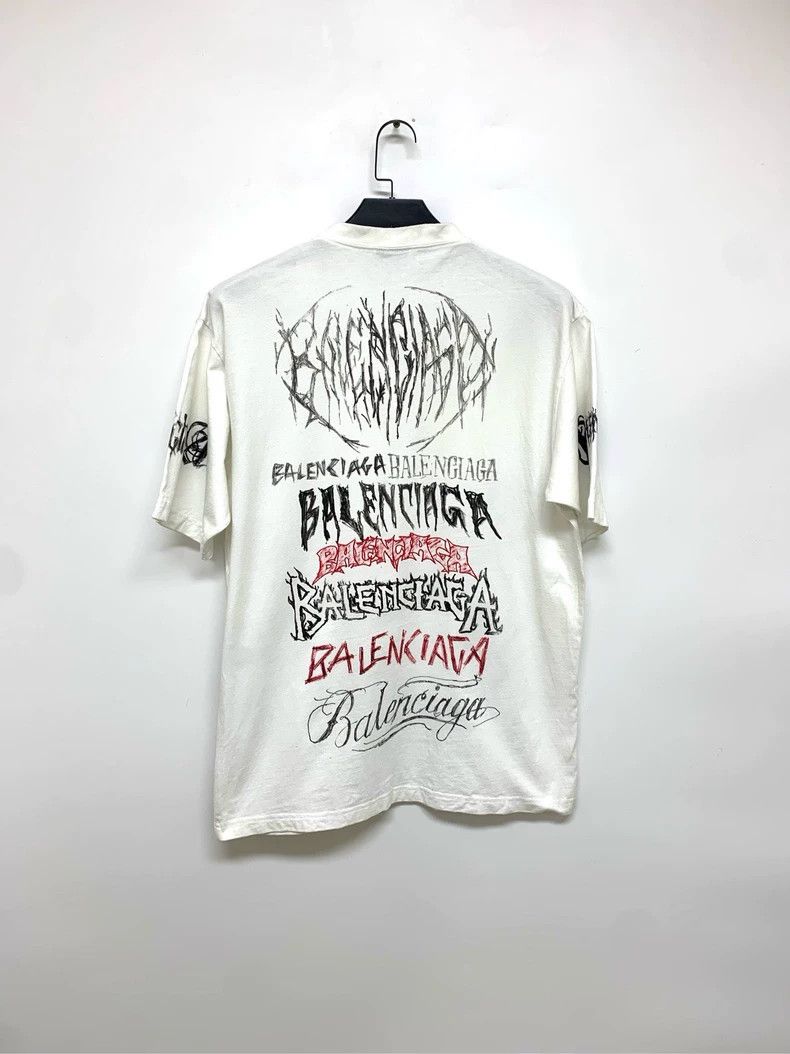 Balenciaga Balenciaga White Graffiti Letter Short Sleeve T-Shirt 2502- Size US XS / EU 42 / 0 - 8 Thumbnail
