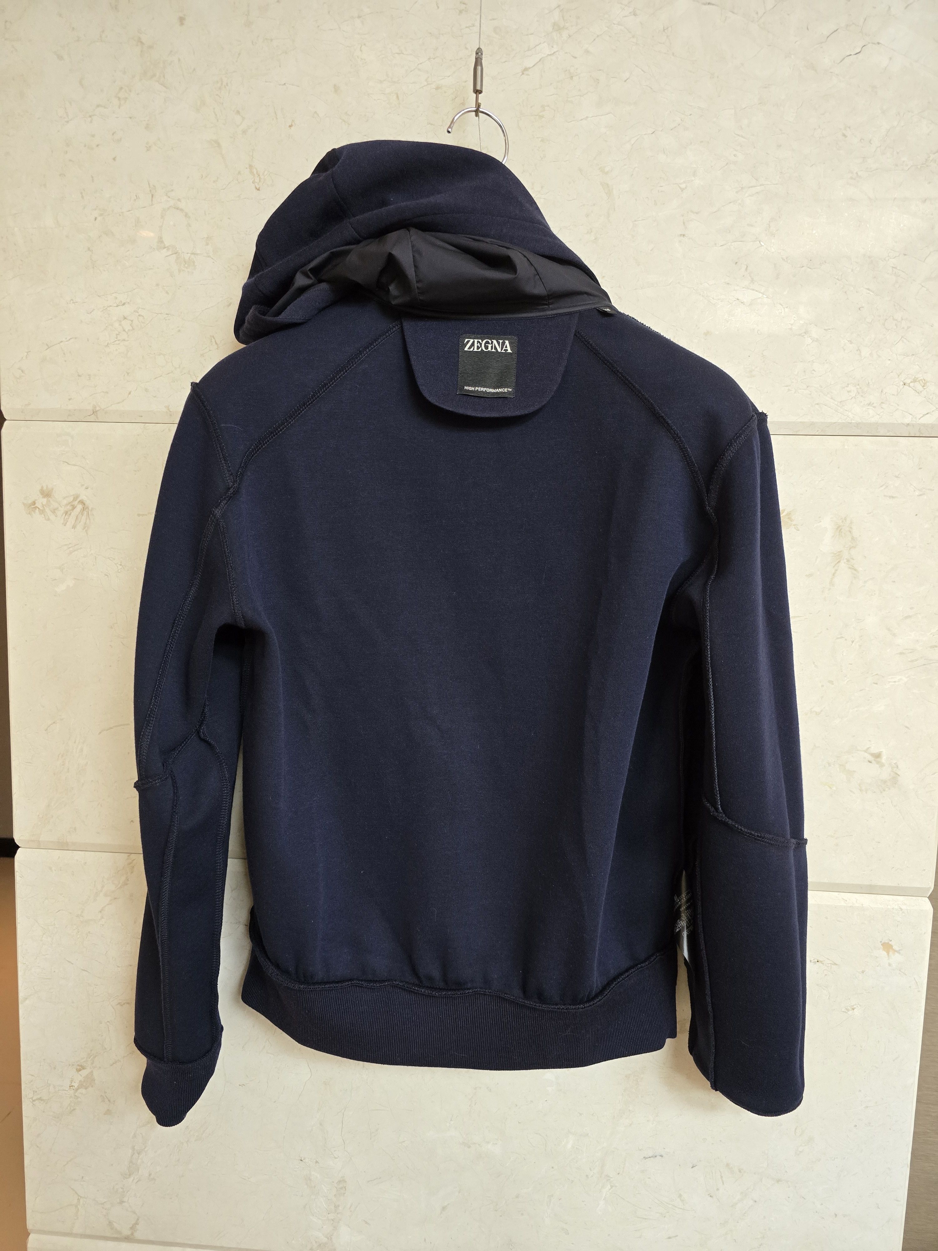 Ermenegildo Zegna ZEGNA Navy Blue High Performance™ Wool Blend Hoodie Size US S / EU 44-46 / 1 - 7 Thumbnail