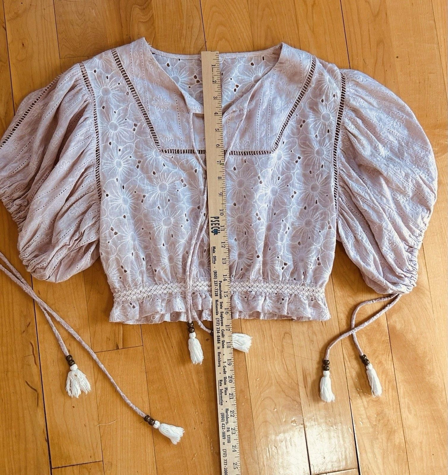 Polo Ralph Lauren POL Anthropology Pink Embroidered Eyelet Crop Top L Size L / US 10 / IT 46 - 6 Thumbnail