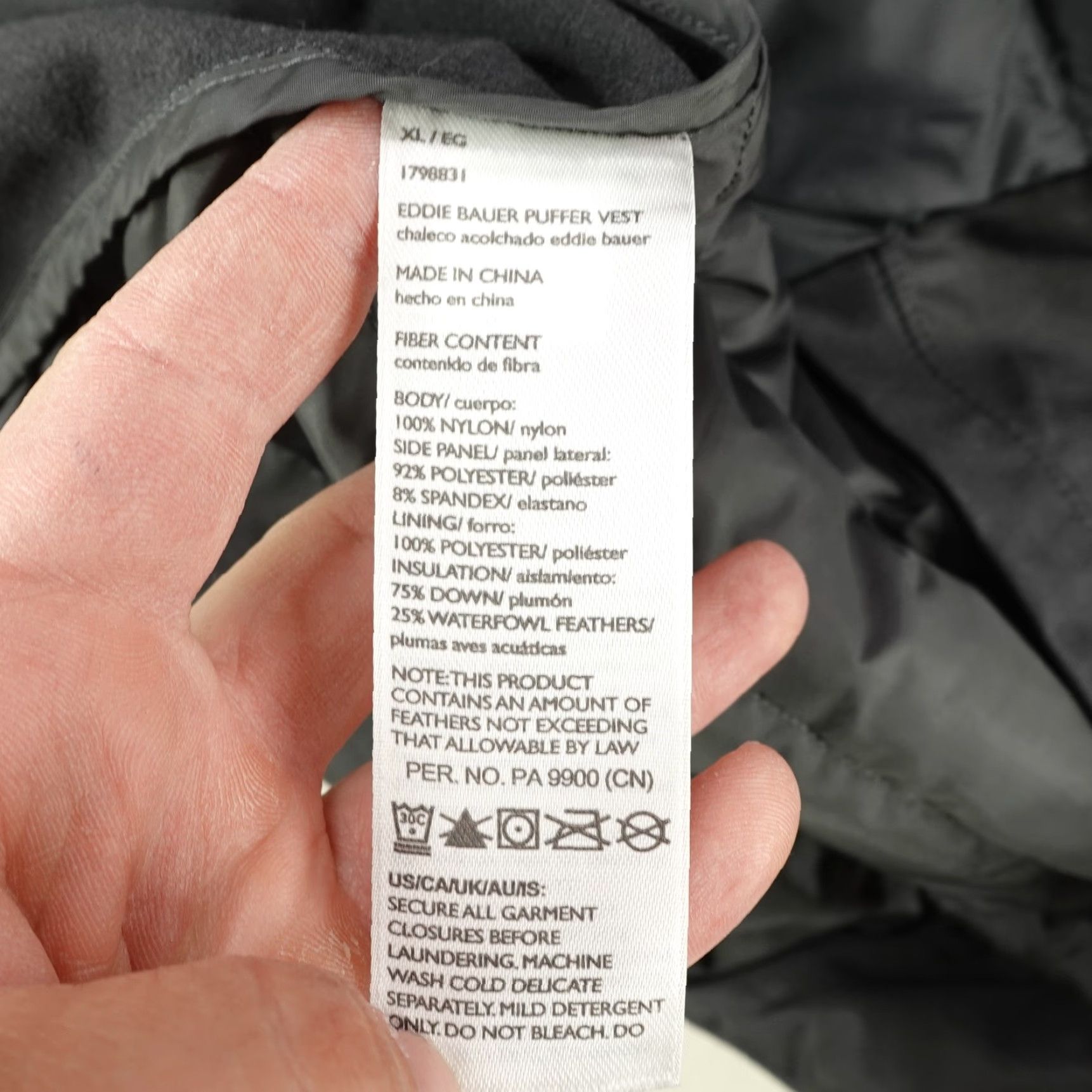 Eddie Bauer Eddie Bauer Puffer Vest Mens XL Black Gray Down 550 Lightweight Outdoor Hiking Vest Zip Pockets Size US XL / EU 56 / 4 - 4 Thumbnail